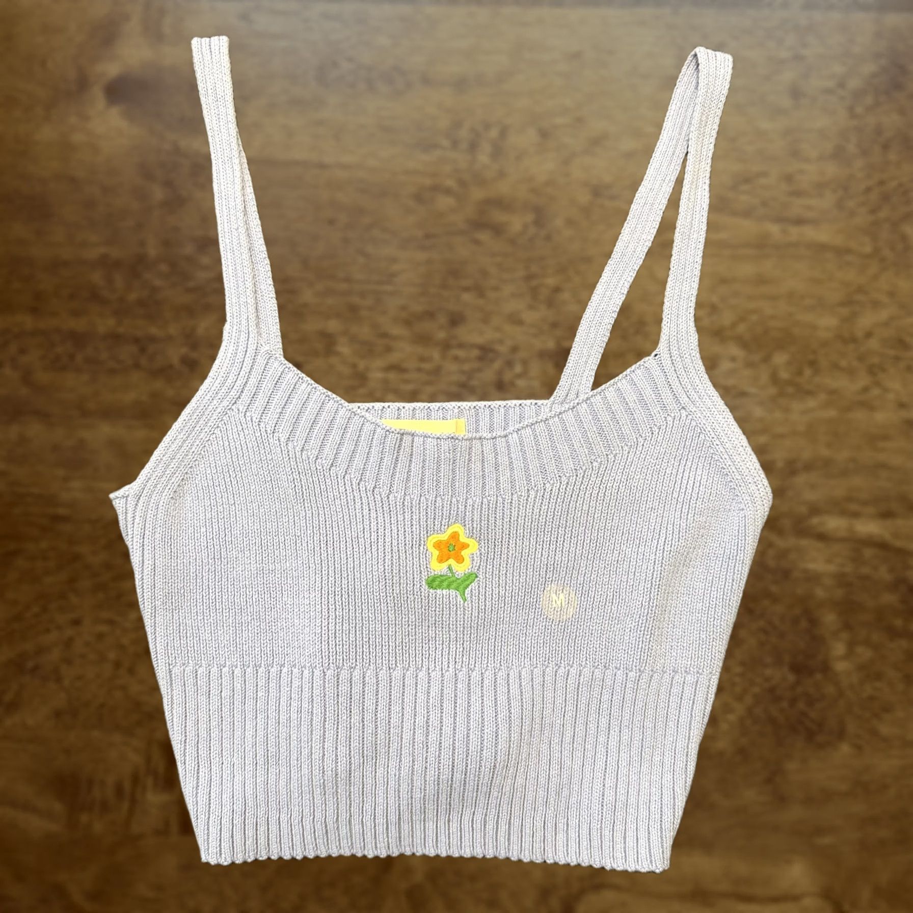 Vintage L.A. Hearts Tank Top Womens M Periwinkle Embroidered Knit Crop Cami Flower Rounded Scoop Neck Sleeveless Size M / US 6-8 / IT 42-44 - 1 Thumbnail