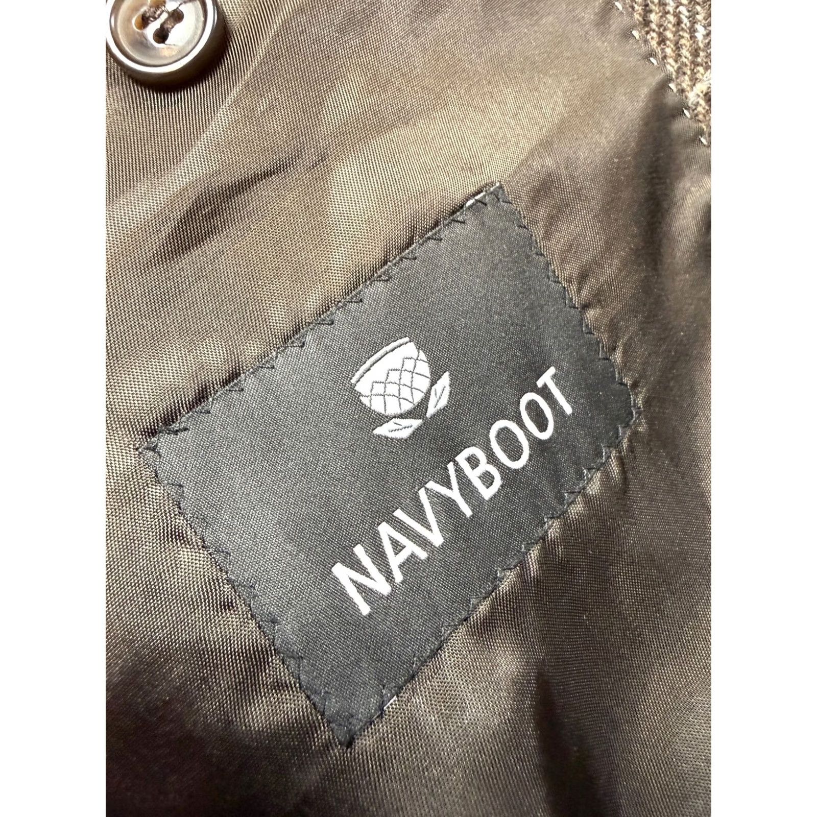 Vintage Navyboot Blazer Shirt Mens EU 54 Brown Plaid Wool 100 Super 100 Wool Jacket Check Tuxedo Adjusted Size 54R - 7 Thumbnail