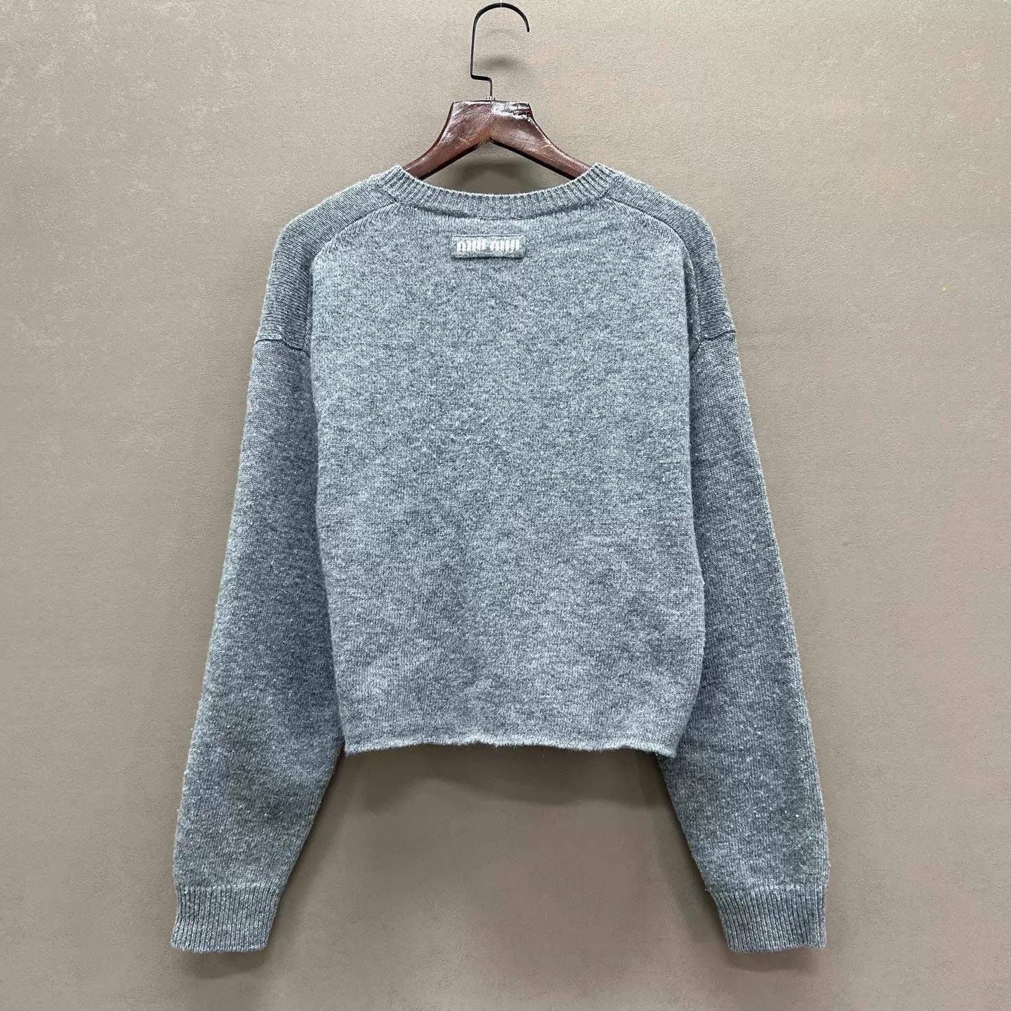 Miu Miu Miu Miu 98 New Gray V-neck Wool Sweater 38 Size XS / US 0-2 / IT 36-38 - 2 Thumbnail