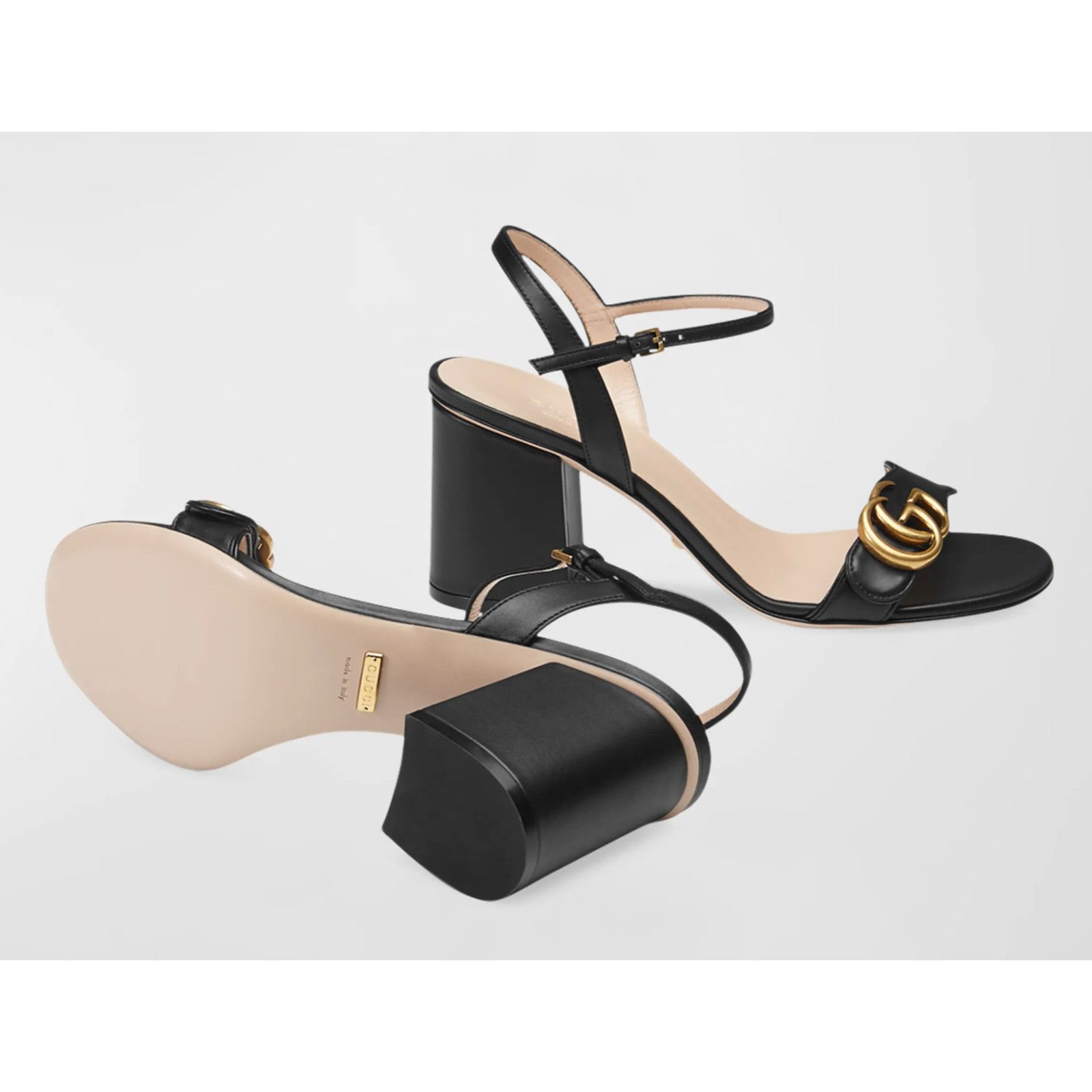Gucci Gucci Marmont Black Leather Gold GG Logo Block Heel Ankle Size US 10 / IT 40 - 5 Thumbnail