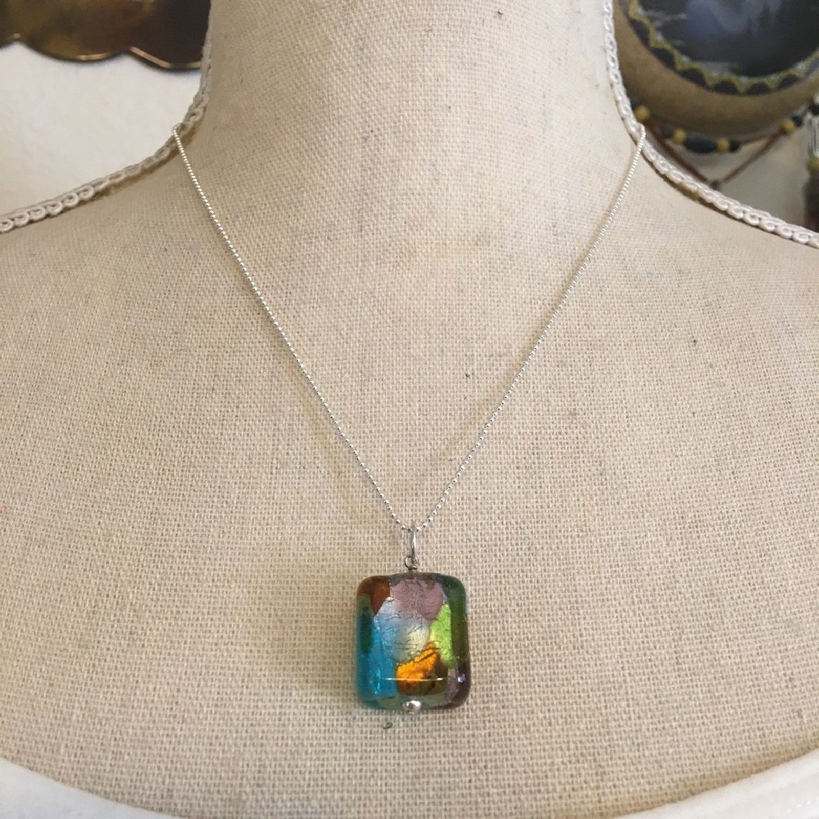 Handmade Handcrafted glass pendant on 925 sterling chain Size ONE SIZE - 1 Thumbnail