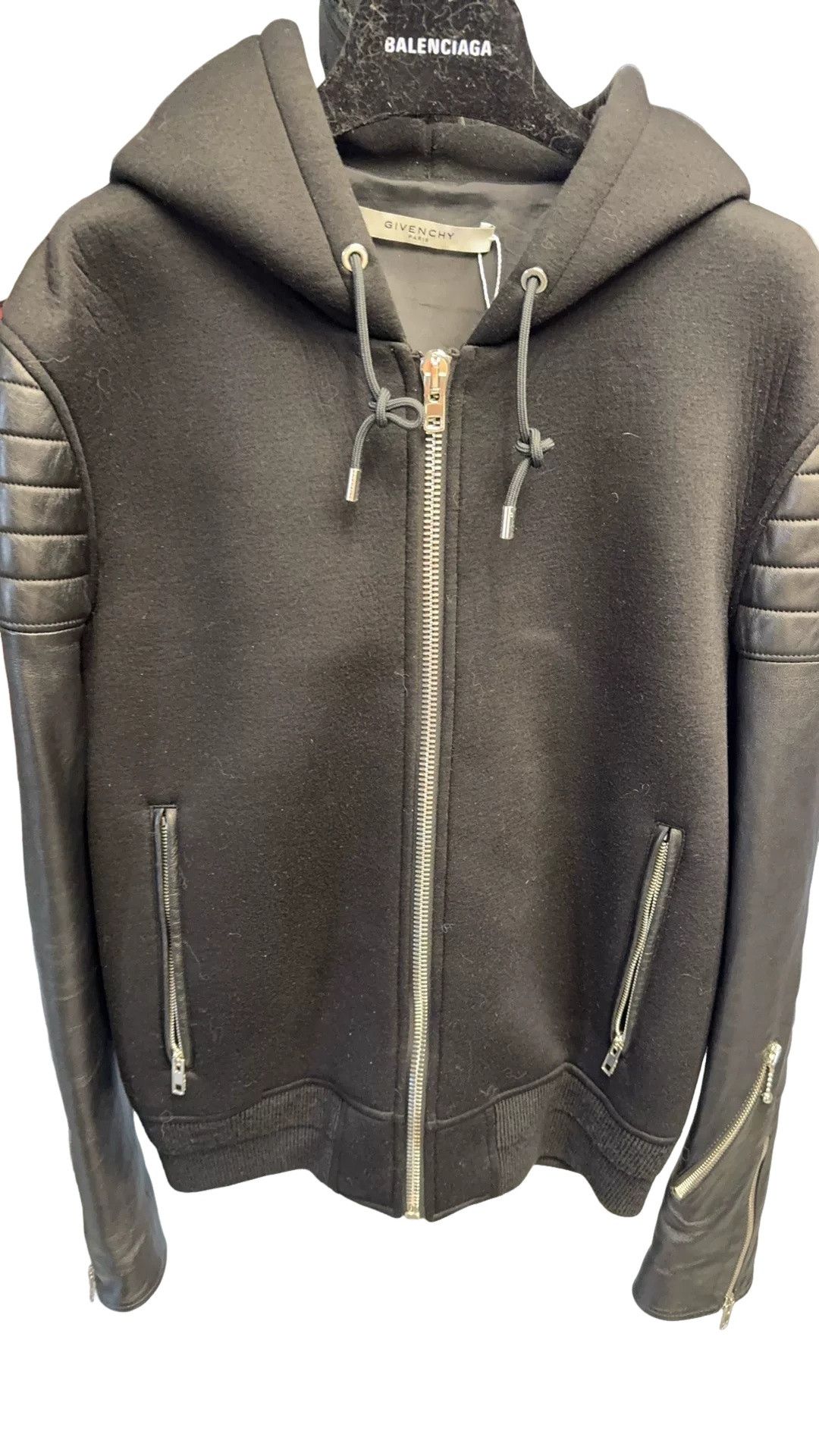 Givenchy Givenchy Lambskin Leather Sleeve Hooded Jacket Size S Size US S / EU 44-46 / 1 - 1 Thumbnail
