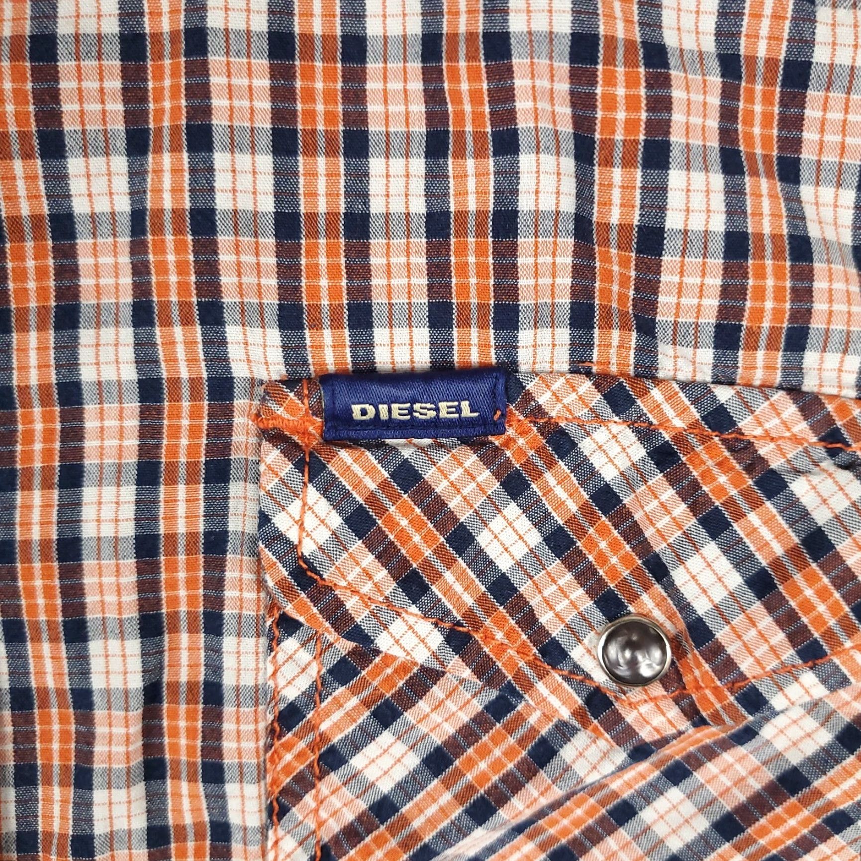 Diesel Diesel Shirt Mens XL Orange Plaid Button-Up Long Sleeve Casual, Workwear, Vintage? No Size US XL / EU 56 / 4 - 2 Thumbnail