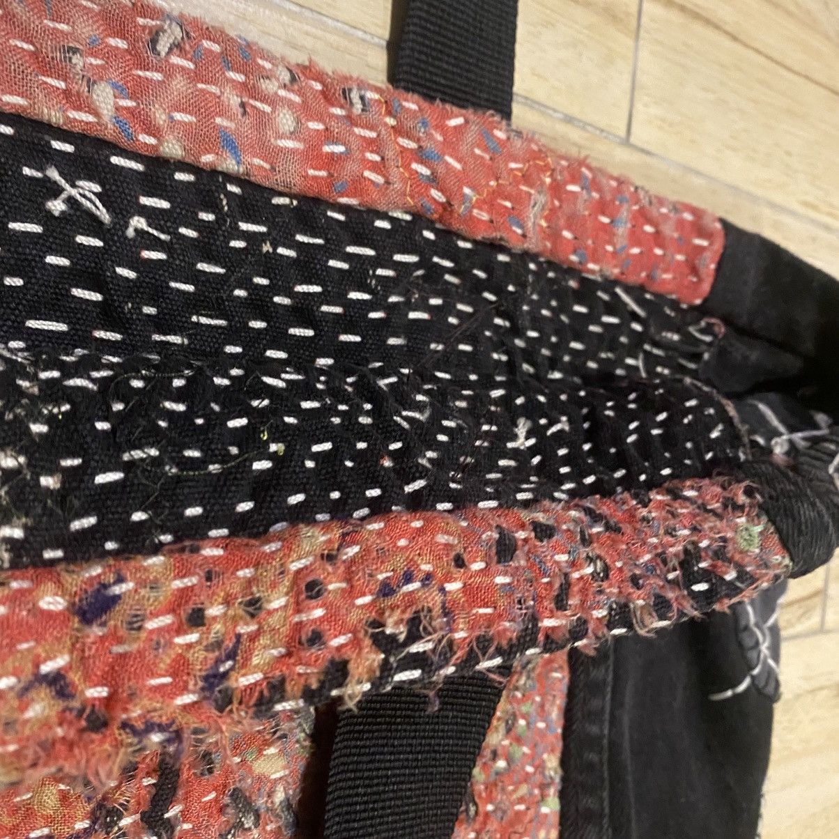 Handmade 1/1 Handstitch Sashiko Boro Natural Distressed Tote Bag Size ONE SIZE - 16 Thumbnail