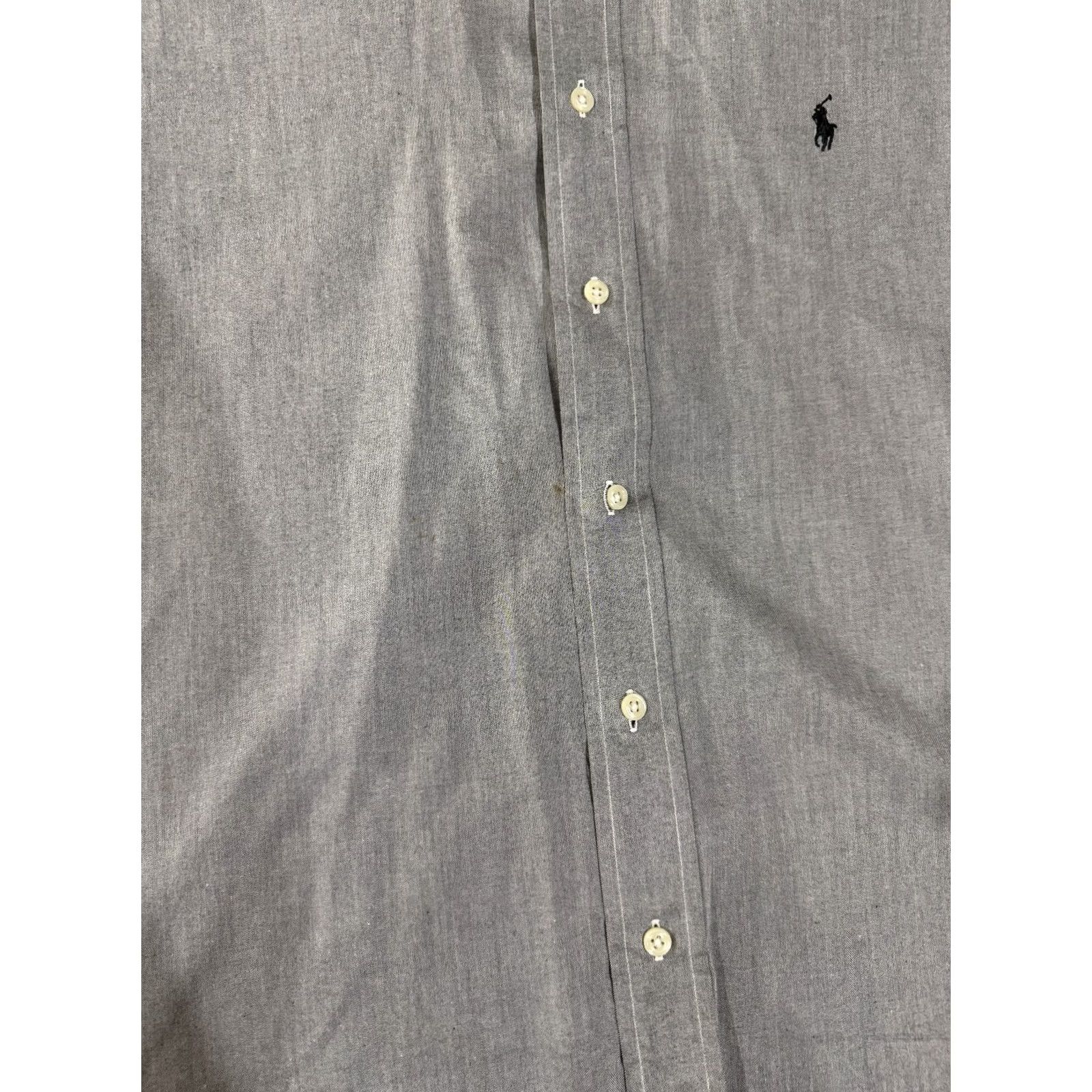 Ralph Lauren Ralph Lauren Dress Shirt Mens 17 Gray Long Sleeve Yarmouth Classic Fit Shirt Boys? Size 46R - 3 Thumbnail