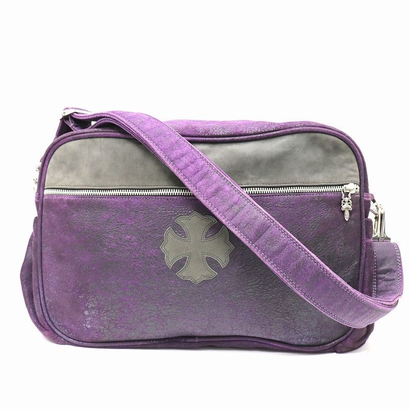 image of Chrome Hearts Plus Patch Diaper Bag in Purple, Men's