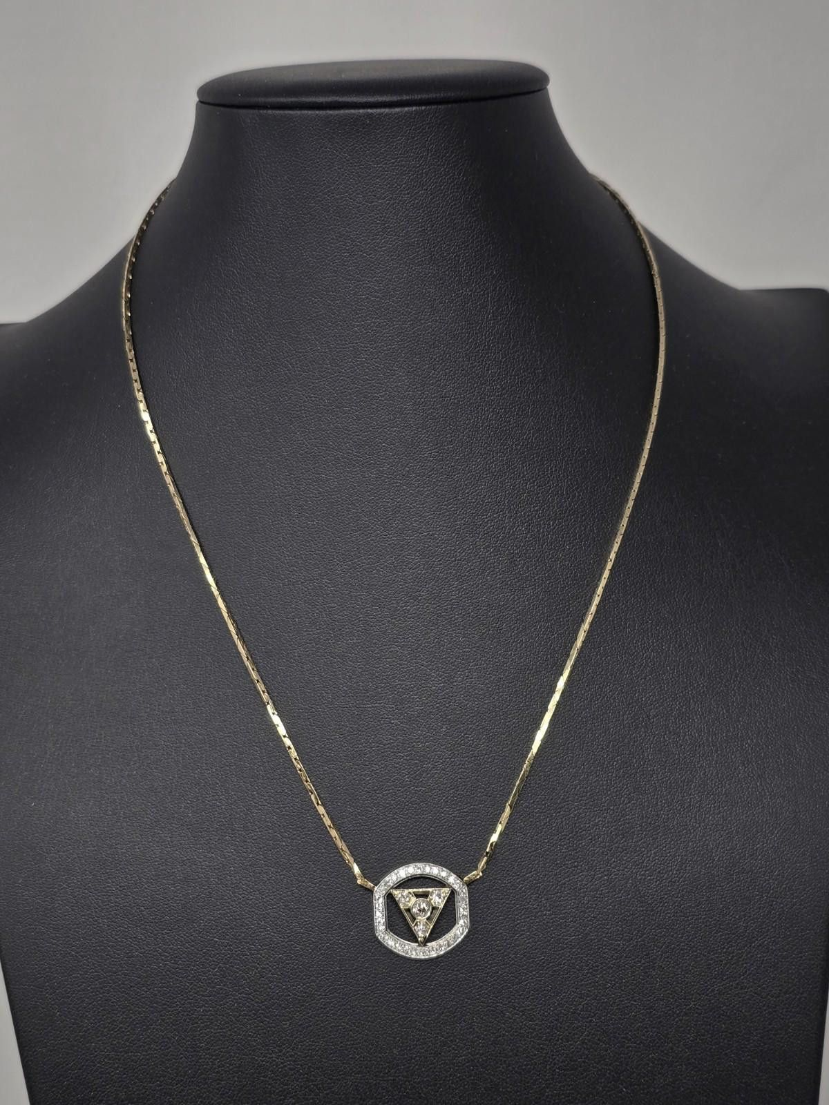 Antique Rivet Vtg 14k White Gold Art Deco Diamond Lavaliere Necklace Size ONE SIZE - 2 Thumbnail