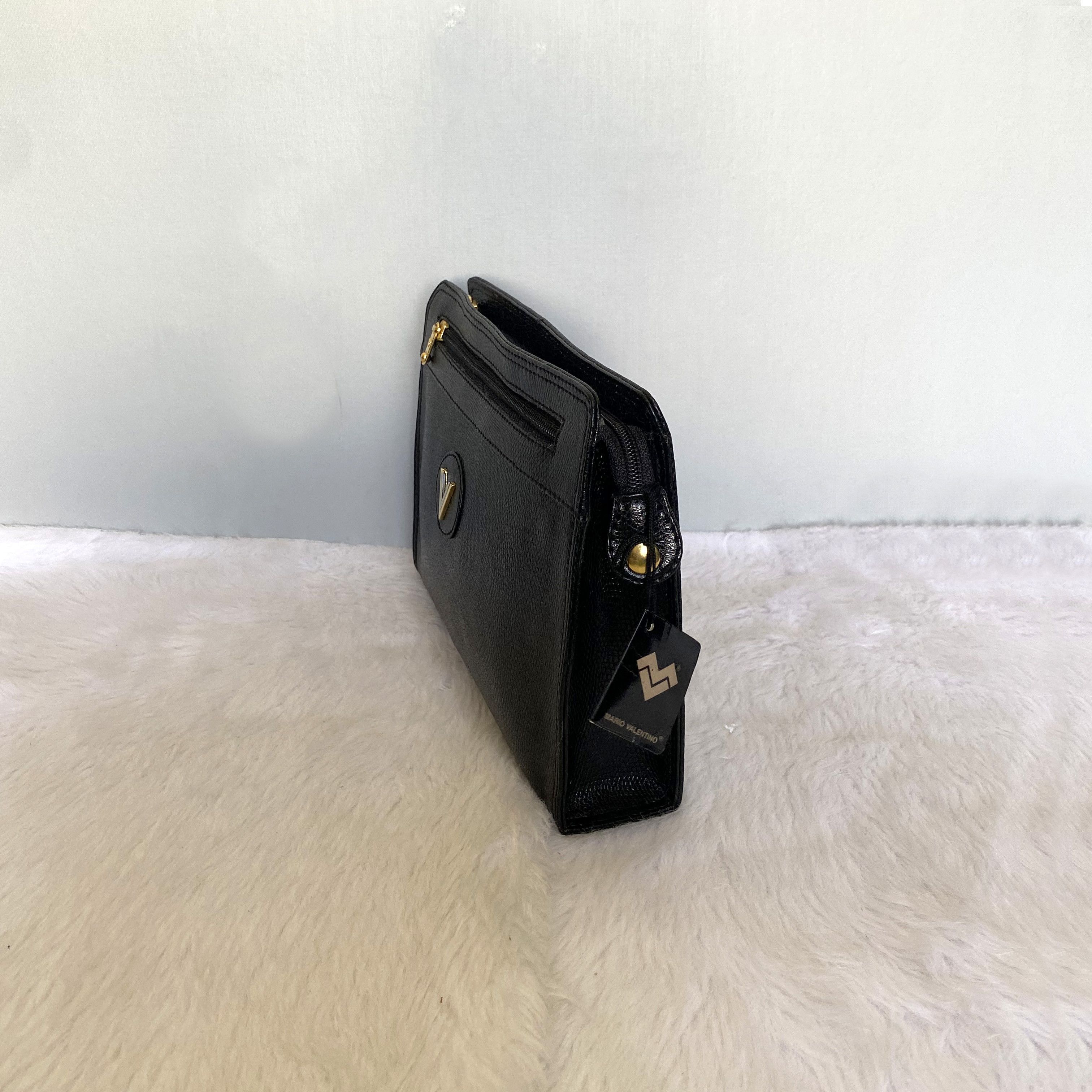 Mario Valentino × Vintage MARIO VALENTINO Vintage Black Leather Clutch Bag Size ONE SIZE - 3 Thumbnail