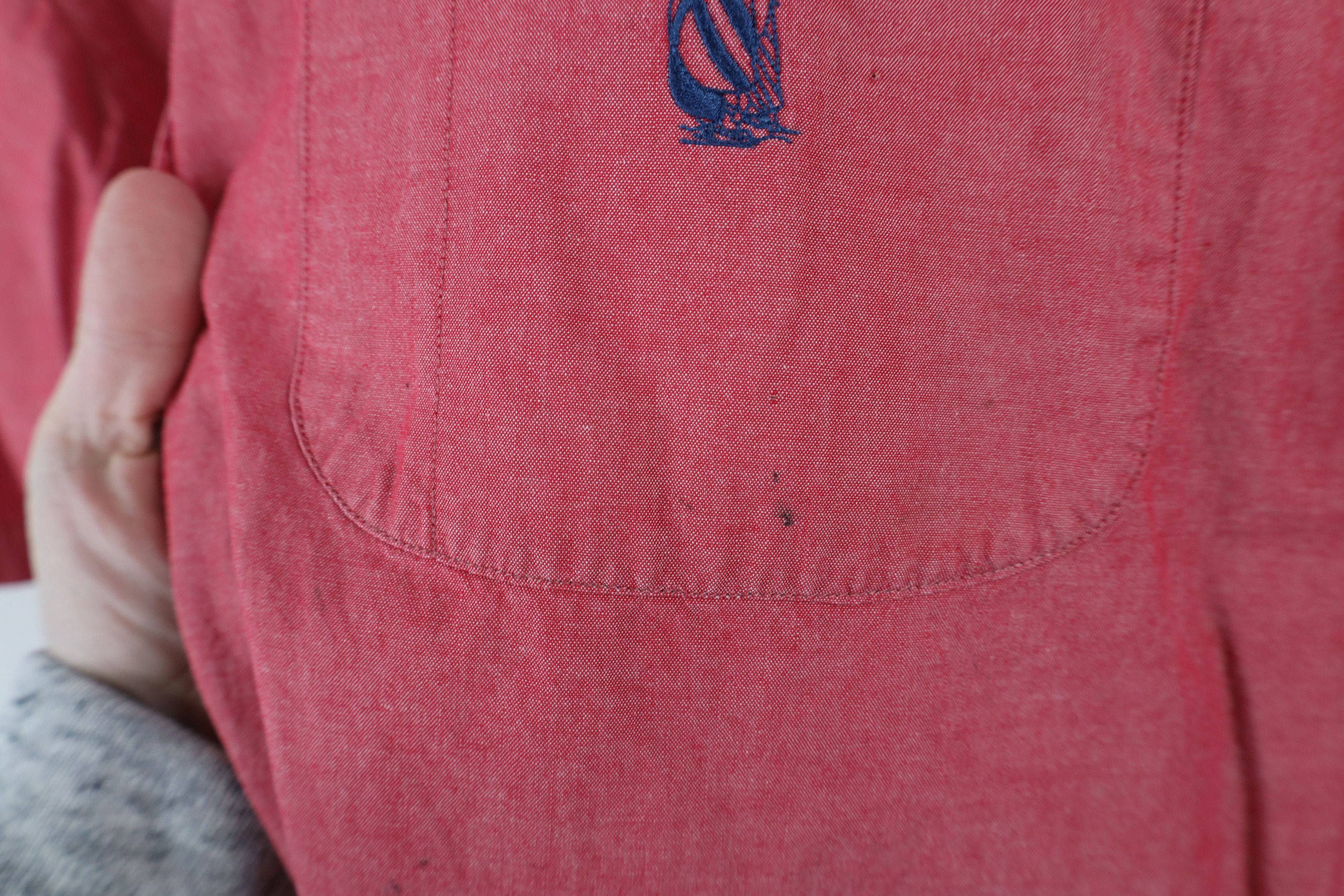 Nautica × Vintage Vintage 90s Nautica Chambray Short Sleeve Button Down Shirt Size US L / EU 52-54 / 3 - 5 Thumbnail