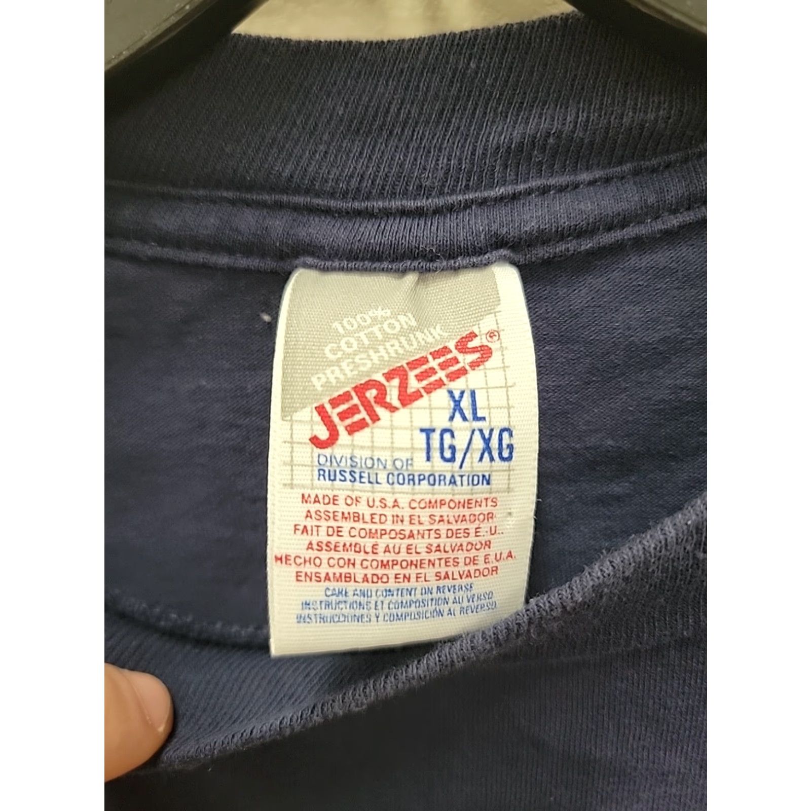 Jerzees VINTAGE Jerzees T-Shirt Blue Crew Neck Short Sleeve Men XL Graphic Print Logo Distressed Cotton 24 Chest 30 Length Size US XL / EU 56 / 4 - 3 Thumbnail