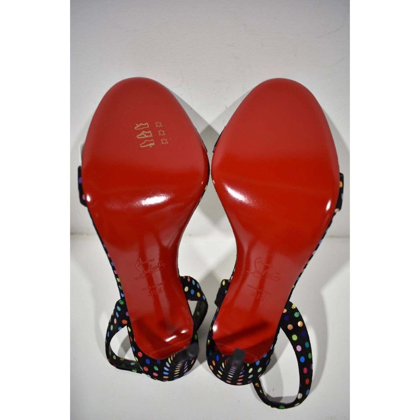 Christian Louboutin O Marylin 100 Black Polka Slingback Sandal Heel Pump 39.5 Size US 9.5 / IT 39.5 - 12 Thumbnail