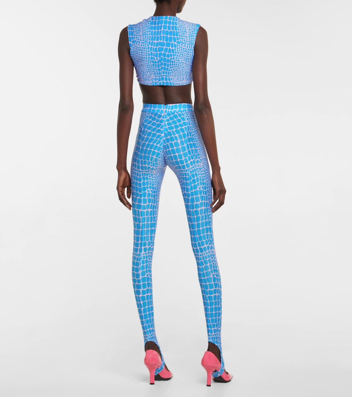 ALEX PERRY Caine Blue Animal Printed Crop Top