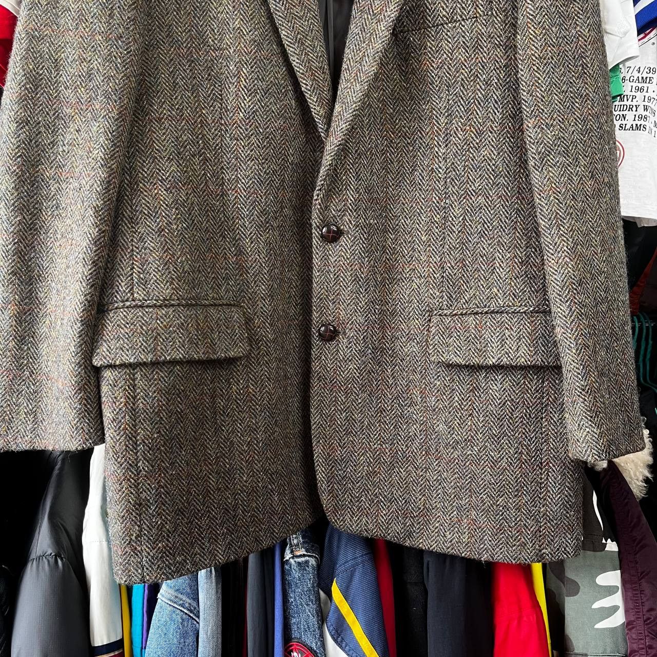 Harris Tweed Harris Tweed Herringbone Brown Wool Coat Blazer Jacket Size 42R - 6 Thumbnail