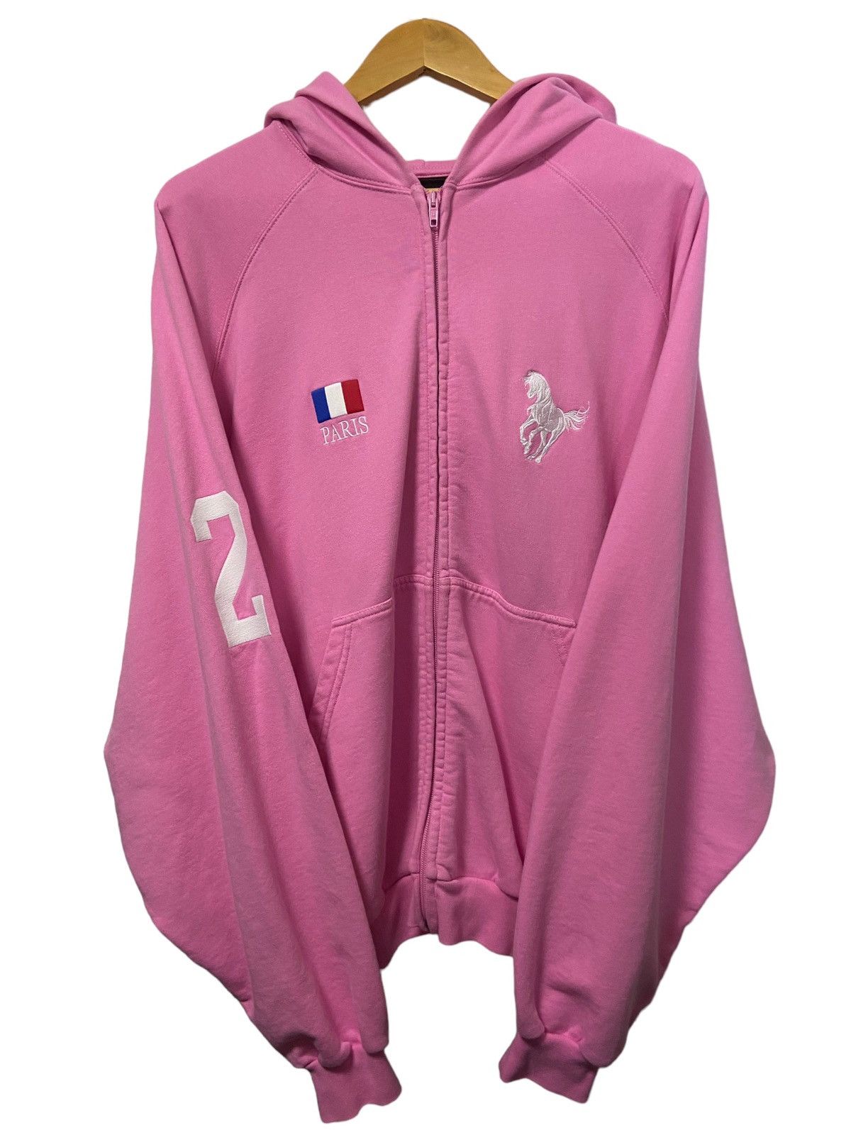 image of Balenciaga Polo 22 Zip Hoodie in Pink, Men's (Size Medium)