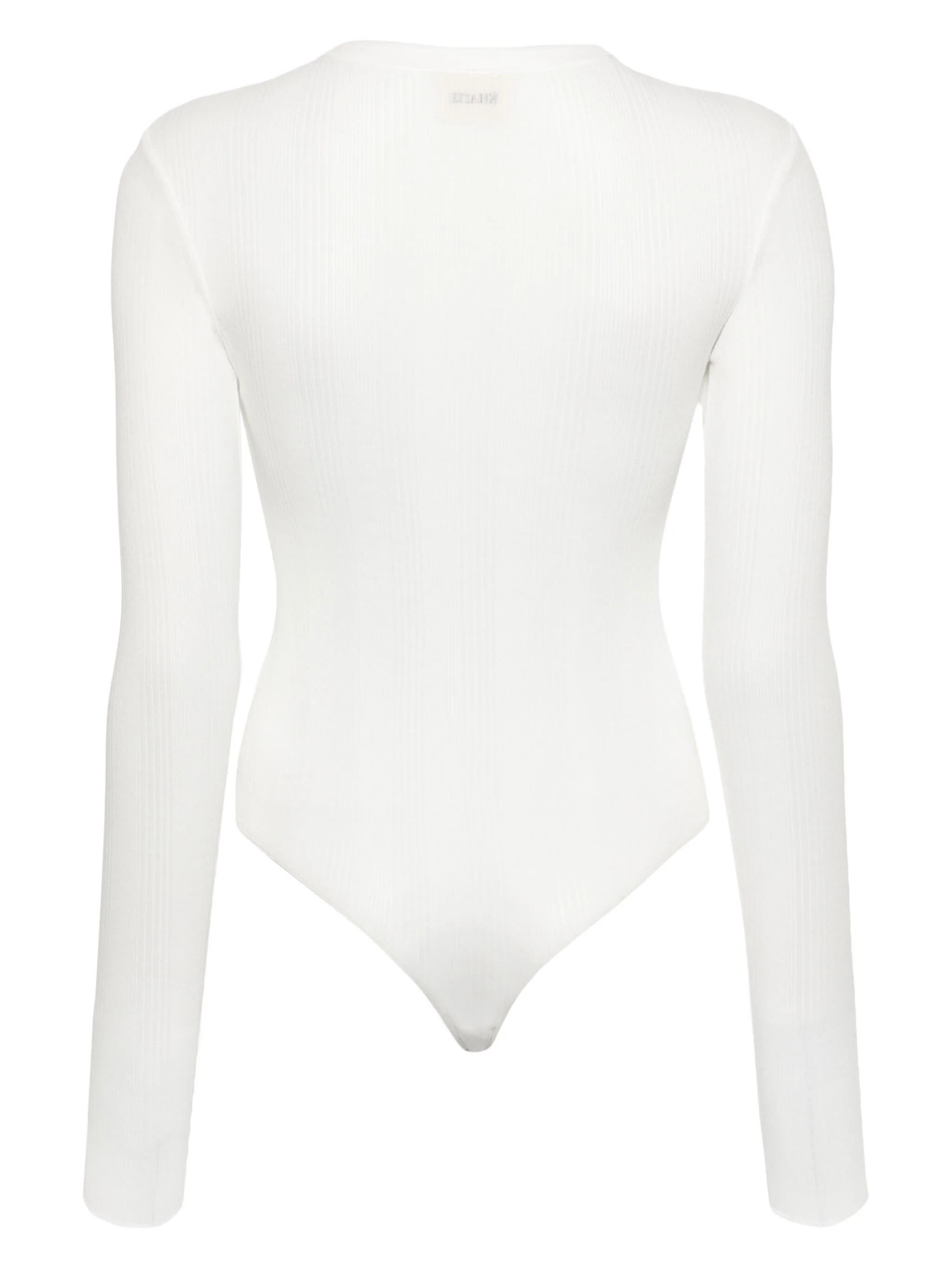 KHAITE o1s22i1n0724 Janelle Ribbed Bodysuit in White Size S / US 4 / IT 40 - 2 Thumbnail
