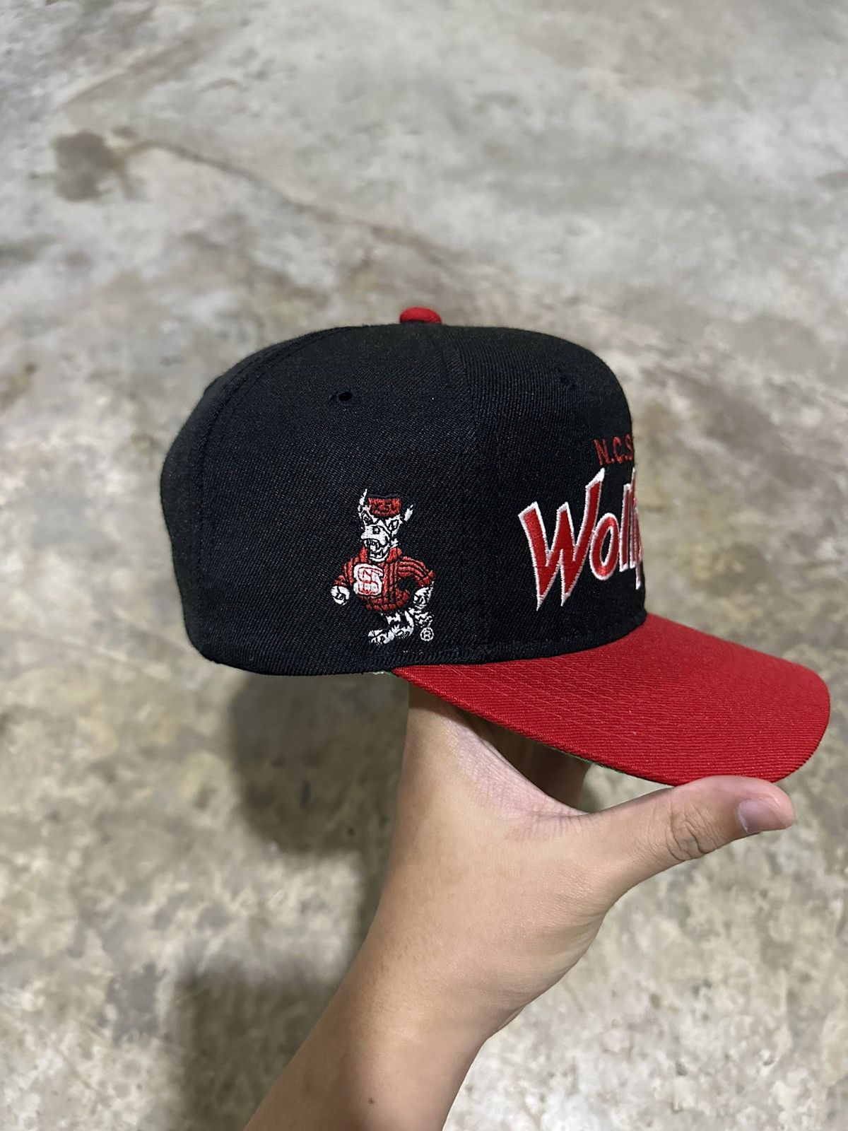 NCAA × Sports Specialties × Vintage RARE Vintage NC State Wolfpack Two Tone Wool Script Hat Size ONE SIZE - 3 Thumbnail