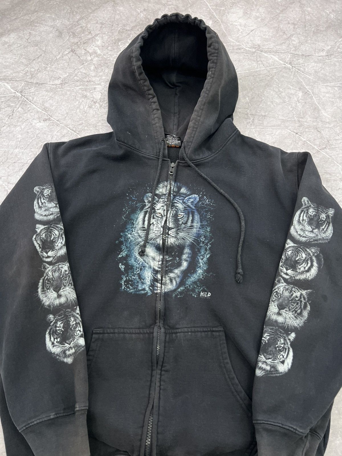 Harley Davidson × Japanese Brand Tiger Vintage Y2K Harley Davidson Sun faded Hoodie Flame Size US L / EU 52-54 / 3 - 3 Thumbnail