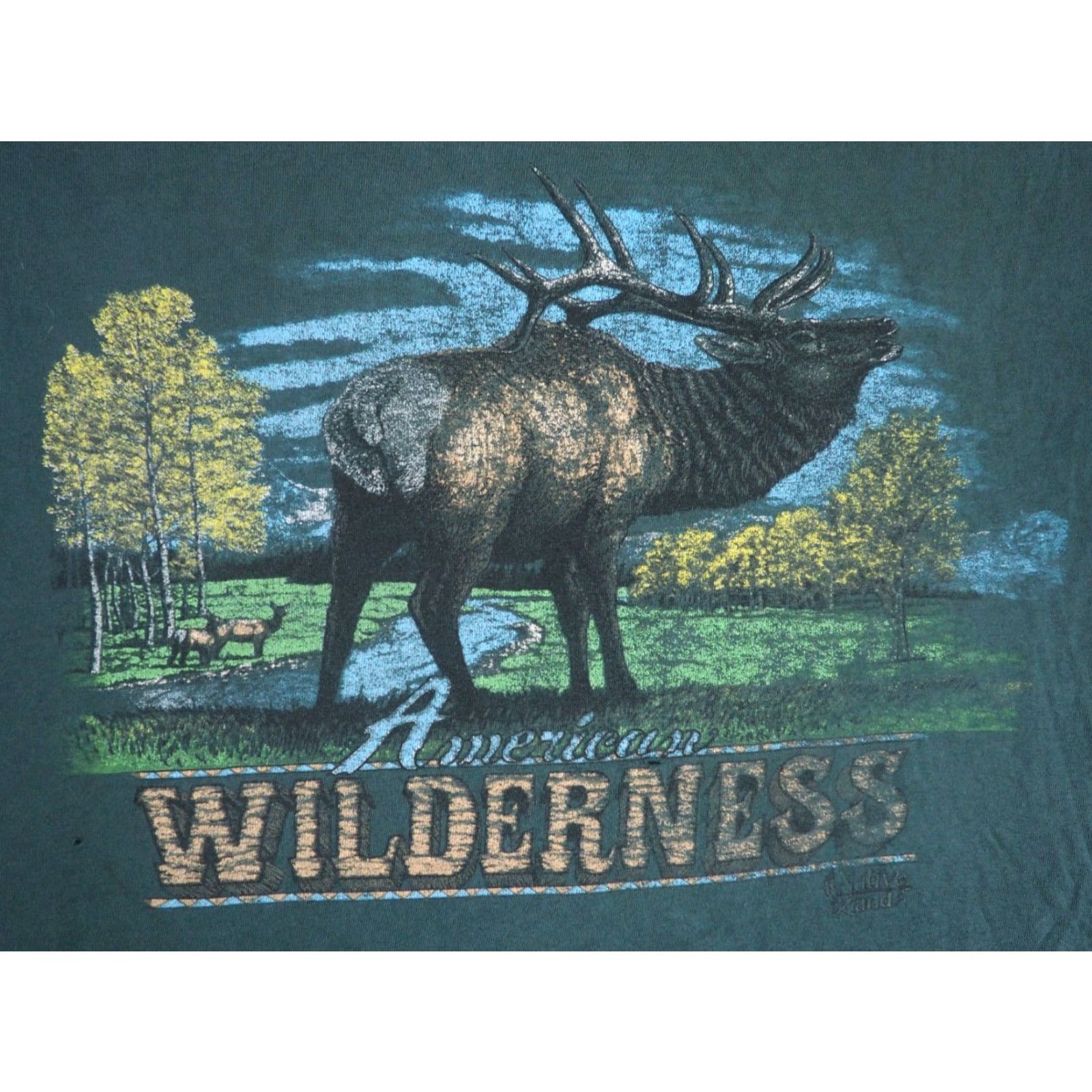 Vintage VTG Belton 90s USA Tee T-Shirt Graphic Grunge Elk Distress Faded Green XL Shirt Mens Size US XL / EU 56 / 4 - 3 Thumbnail