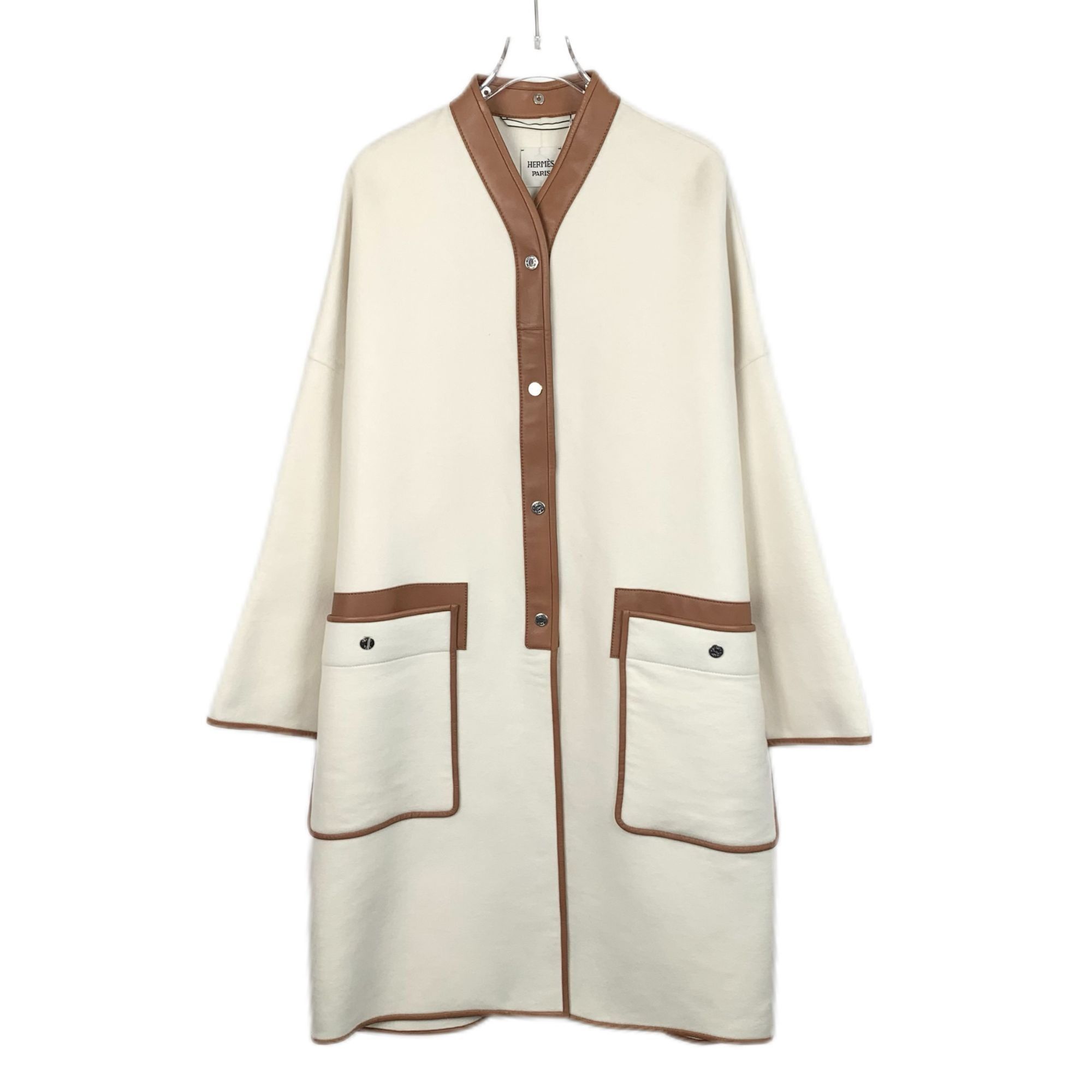 Hermes Hermès Cashmere & Lambskin Coat With Front Pockets Size XXS / US 00 / IT 34 - 1 Thumbnail