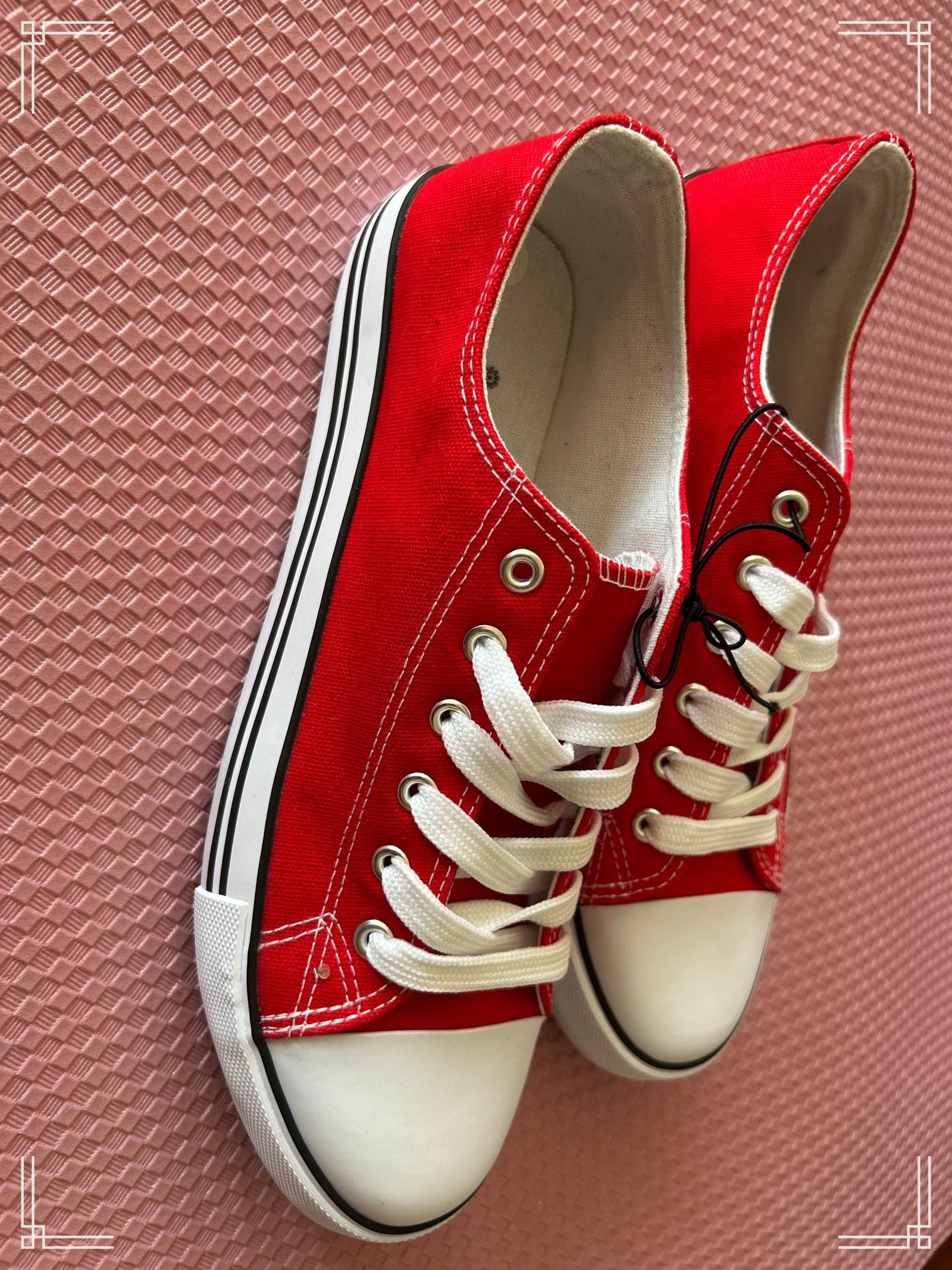 Designer Red Canvas Sneakers – Casual Shoes, New Without Box, Size 11 Size US 11 / IT 41 - 3 Thumbnail
