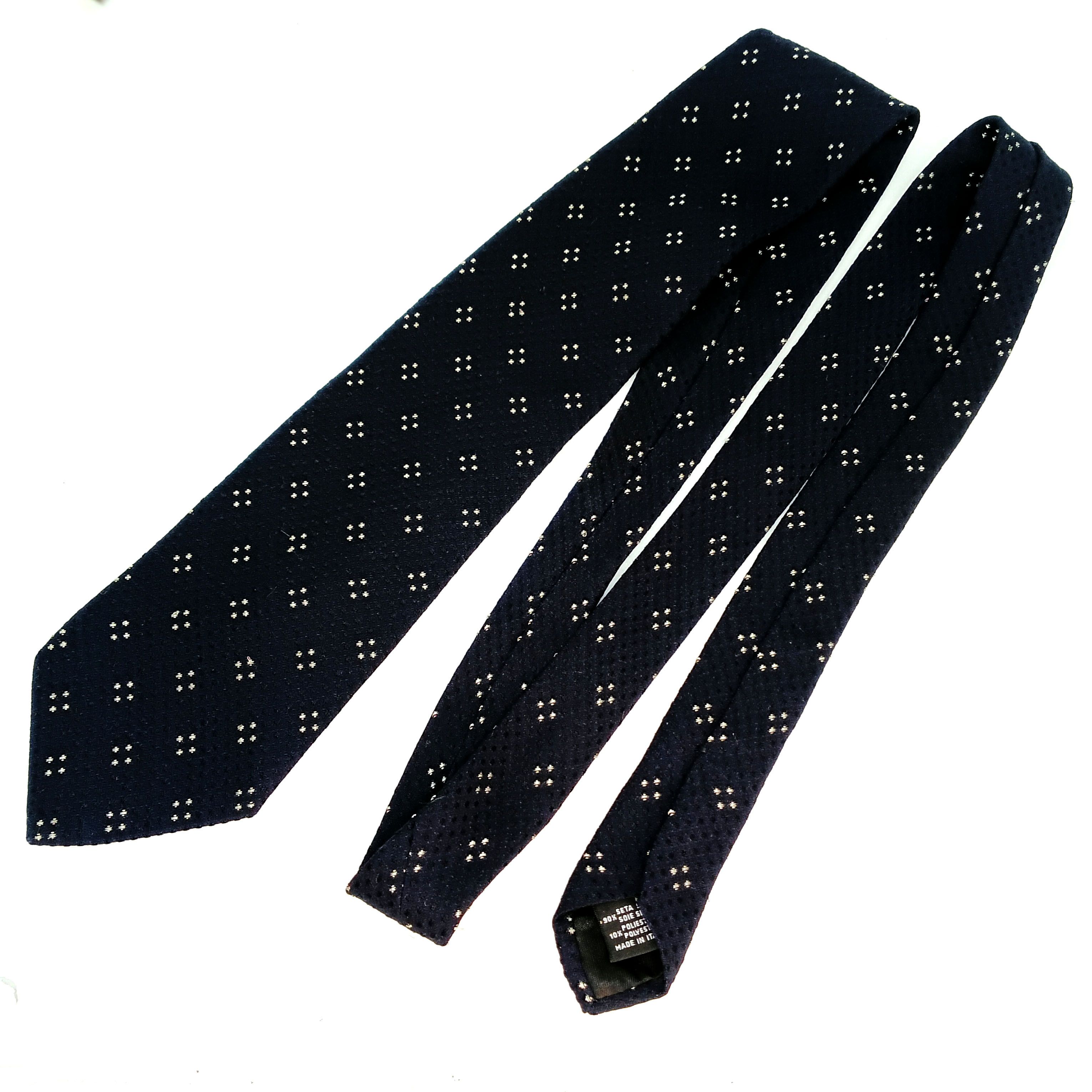 Hugo Boss Hugo Boss Silk Tie – Navy - Italy – Textured Dot Pattern Size ONE SIZE - 6 Thumbnail