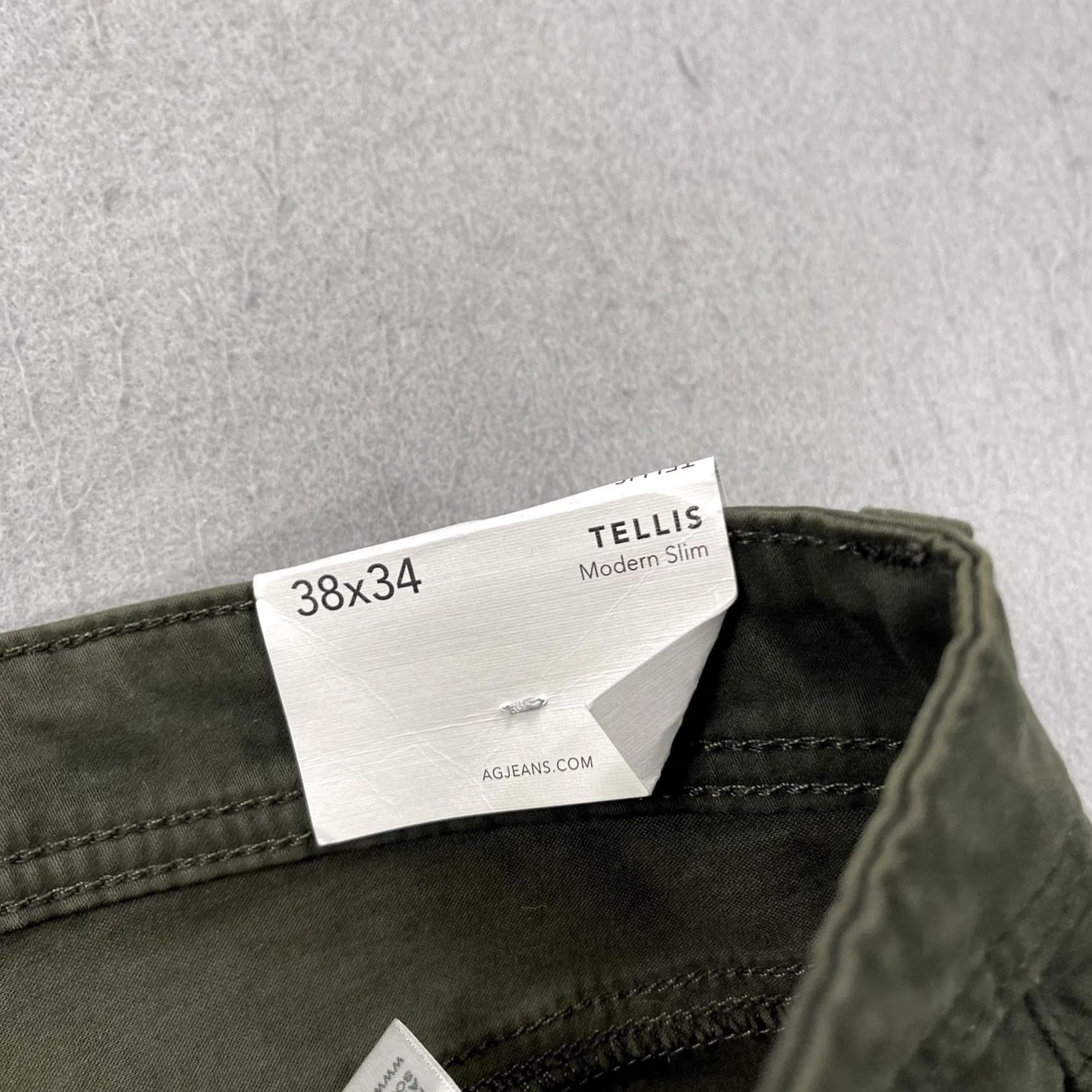 Vintage AG Adriano Goldschmied Jeans Mens 38x34 Green Tellis Modern Slim Sateen Stretch Tapered ZIP Pockets Cotton Blend Satin Logo Vintage No N/A Size US 38 / EU 54 - 6 Thumbnail
