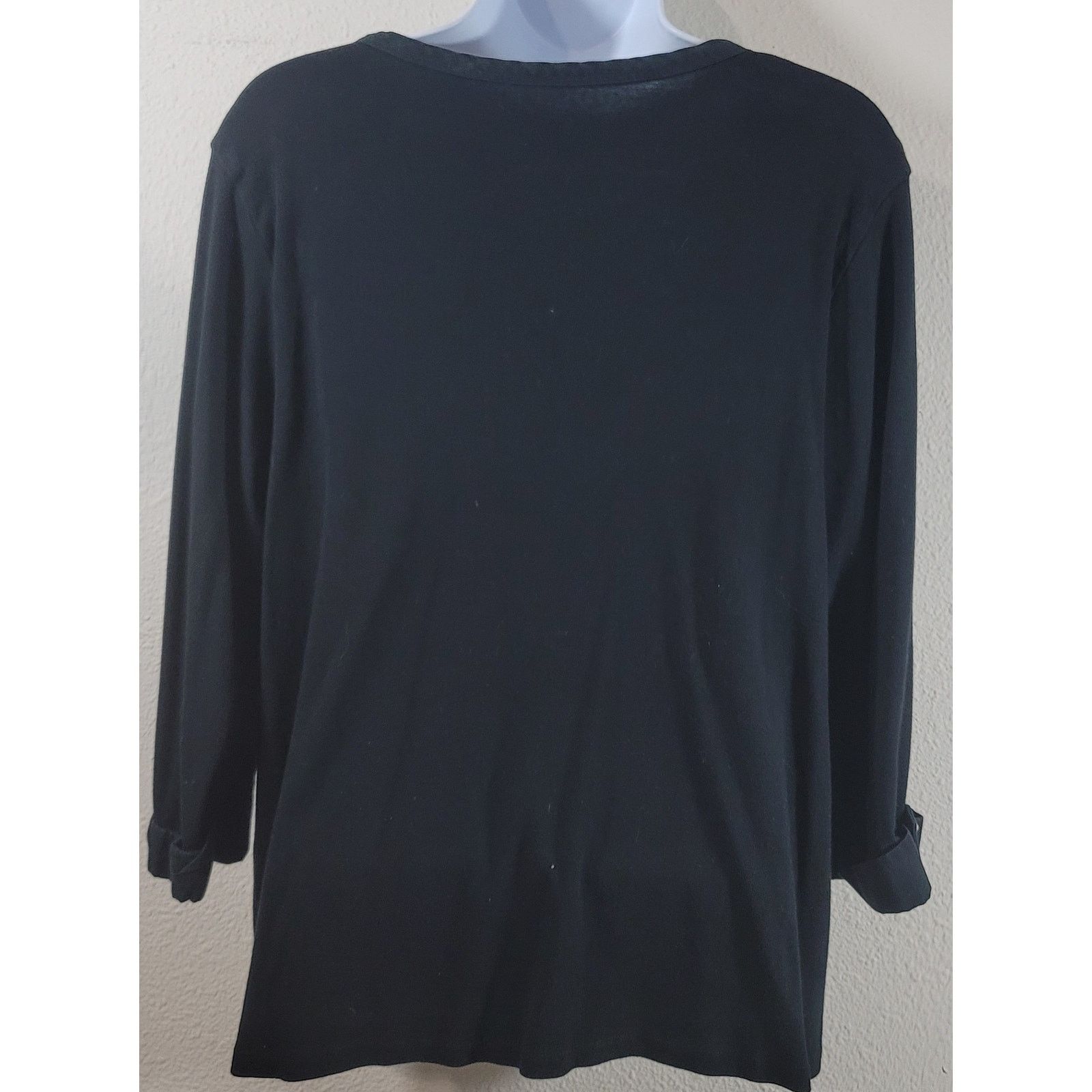 Other Charter Club Black Luxury Woman V Neck Henley Top 2X Size XXL / US 16-18 / IT 52-54 - 3 Thumbnail
