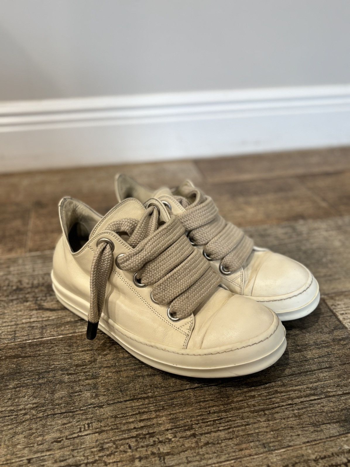 Rick Owens Cream Jumbo Lace Ramones Low Size US 8.5 / EU 41-42 - 2 Thumbnail