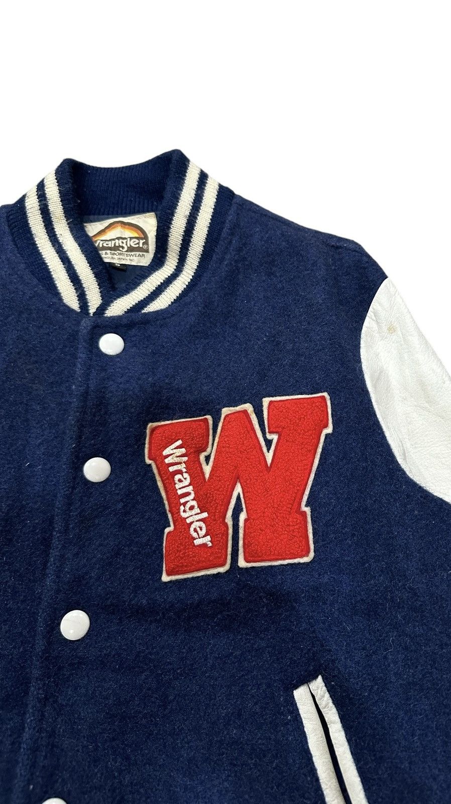 Vintage × Wrangler Vintage Wrangler Varsity Wool Leather Jacket Size US S / EU 44-46 / 1 - 3 Thumbnail