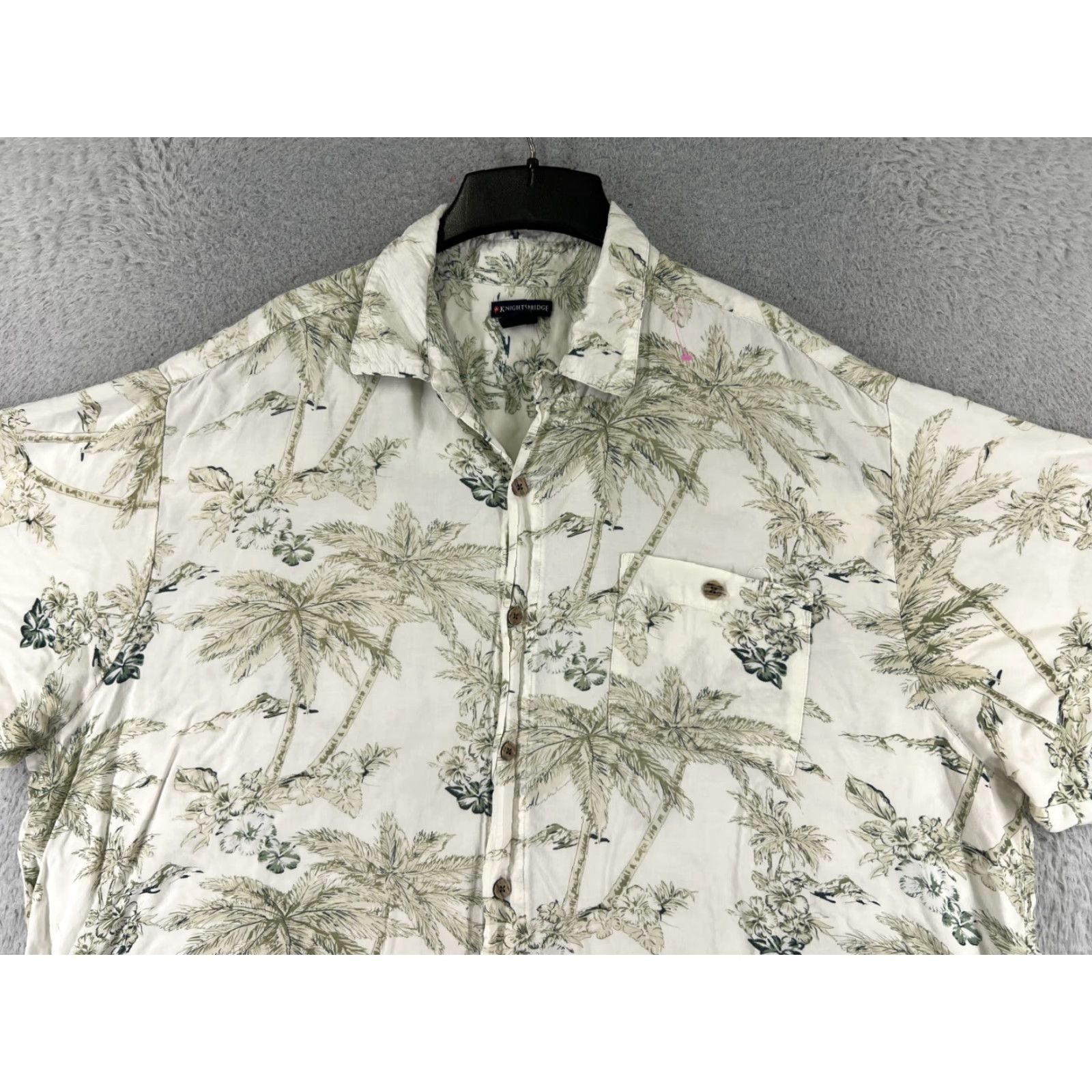 Vintage VINTAGE Knightsbridge Shirt Adult 2XL XXL White Green Palm Tree Floral 100% Rayon Beach Size US XXL / EU 58 / 5 - 4 Thumbnail