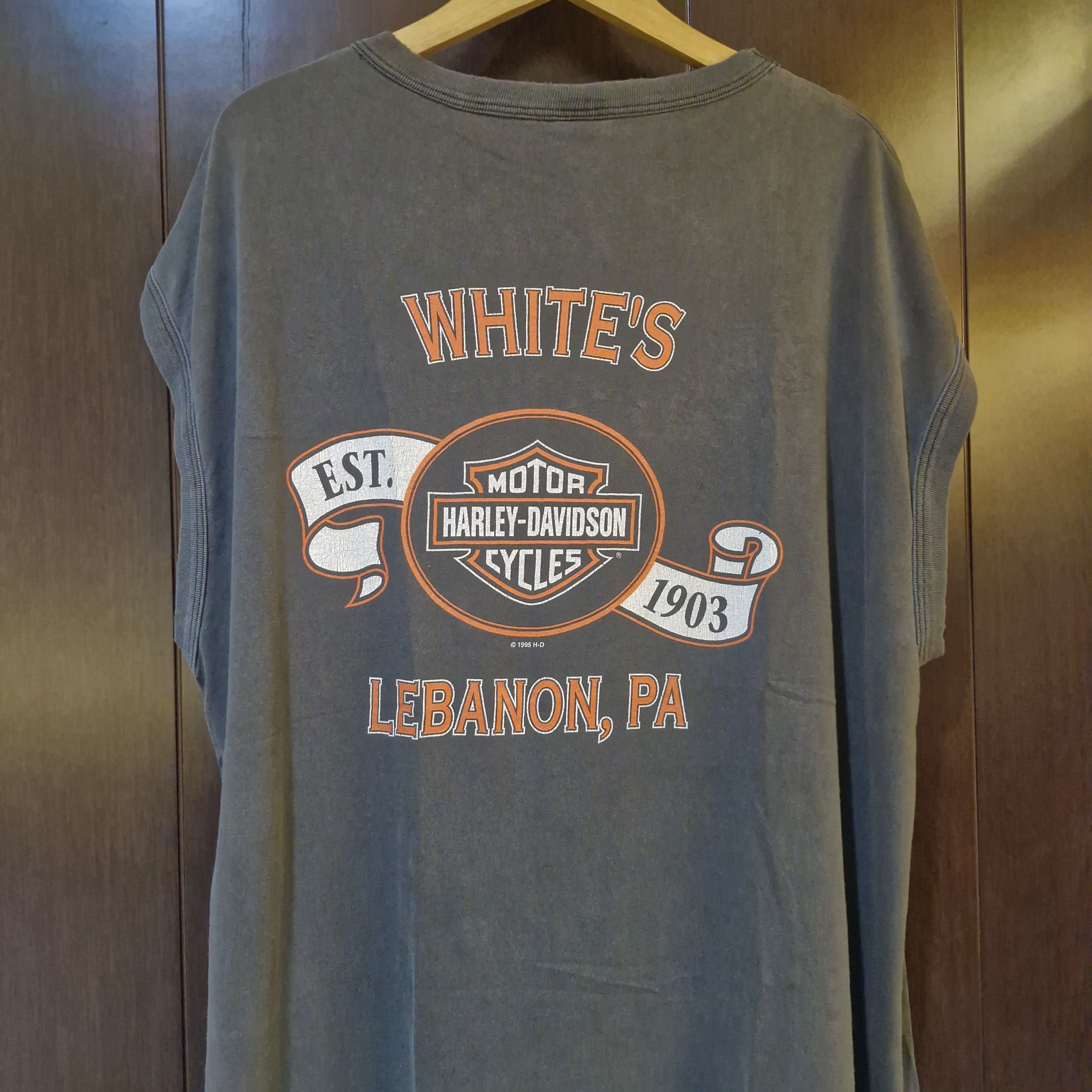 Harley Davidson Whites Harley Davidson Lebanon Pennsylvania 1995 Sleveless Size US XL / EU 56 / 4 - 2 Thumbnail