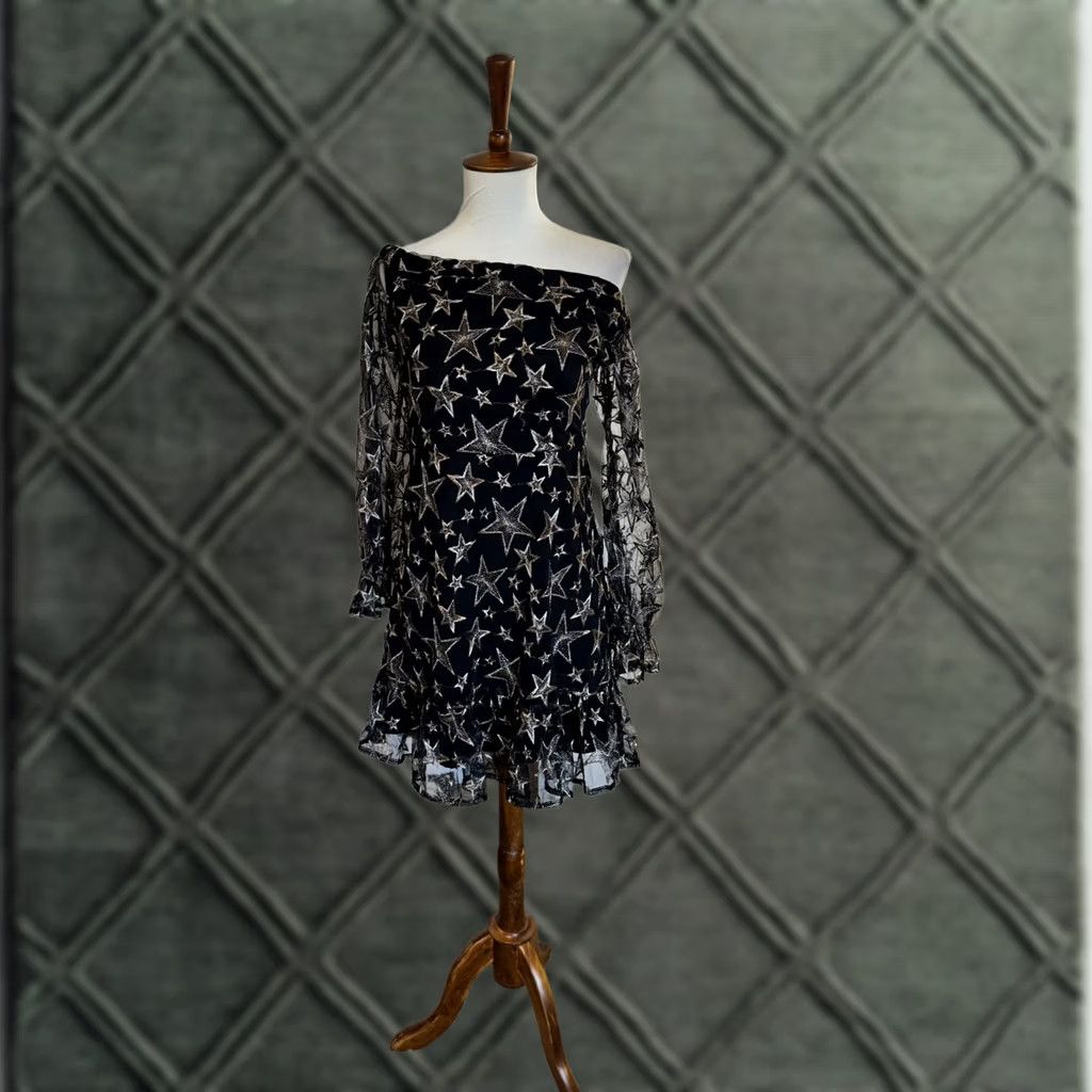 black and gold fit and flare dress Black Label Womens 3/4 Sleeve Floral Midi Fit Flare Dress Black Gold 8