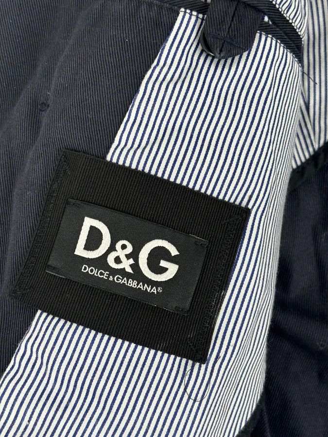 Dolce & Gabbana 2000s Dolce & Gabbana Navy Double-Breasted Cargo Trench Jacket Size US L / EU 52-54 / 3 - 15 Thumbnail