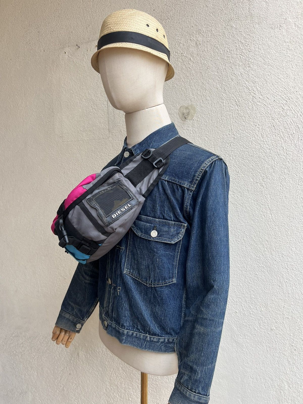 Diesel Vintage Diesel Multi Colour Block Nylon Waist Chest Bag Size ONE SIZE - 6 Thumbnail