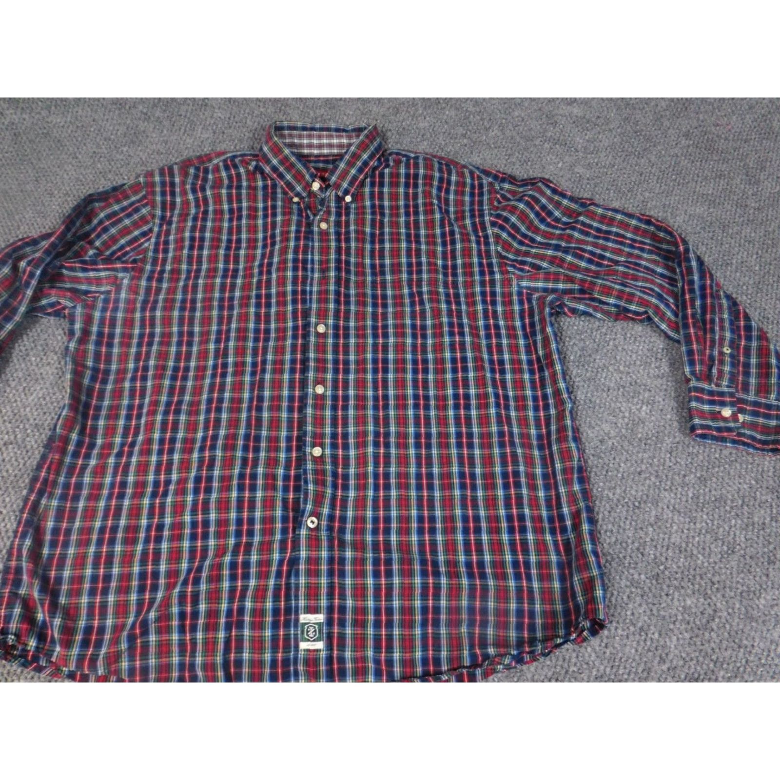 Izod Izod Mens Shirt XL Red Plaid Button-Down Long Sleeve Collar Classic Buttons Knit Breathable Casual Regular Size US XL / EU 56 / 4 - 3 Thumbnail