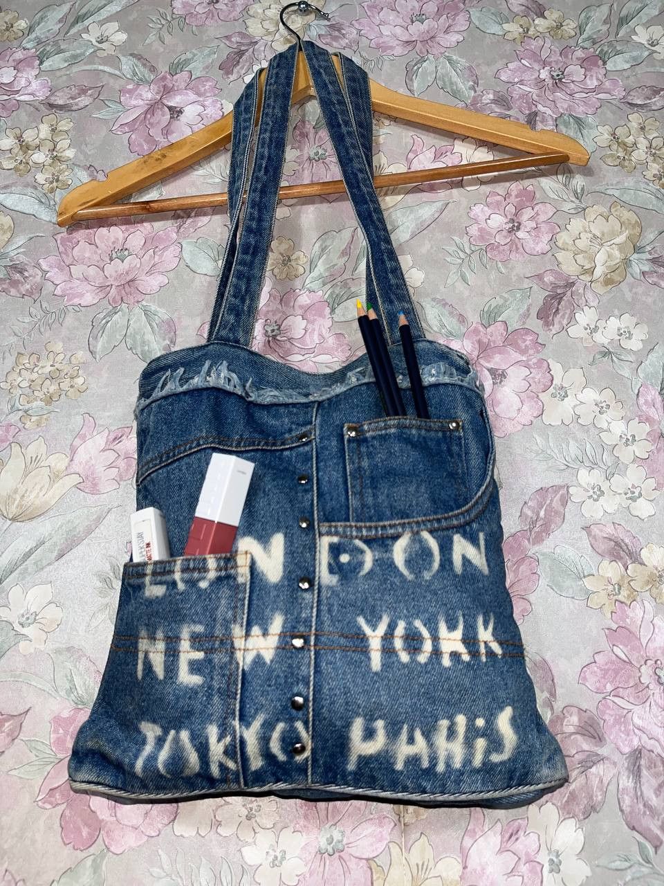 Hysteric Glamour Vintage 90s Y2K Shoulder Bag Distressed Denim Jean diesel Size ONE SIZE - 7 Thumbnail