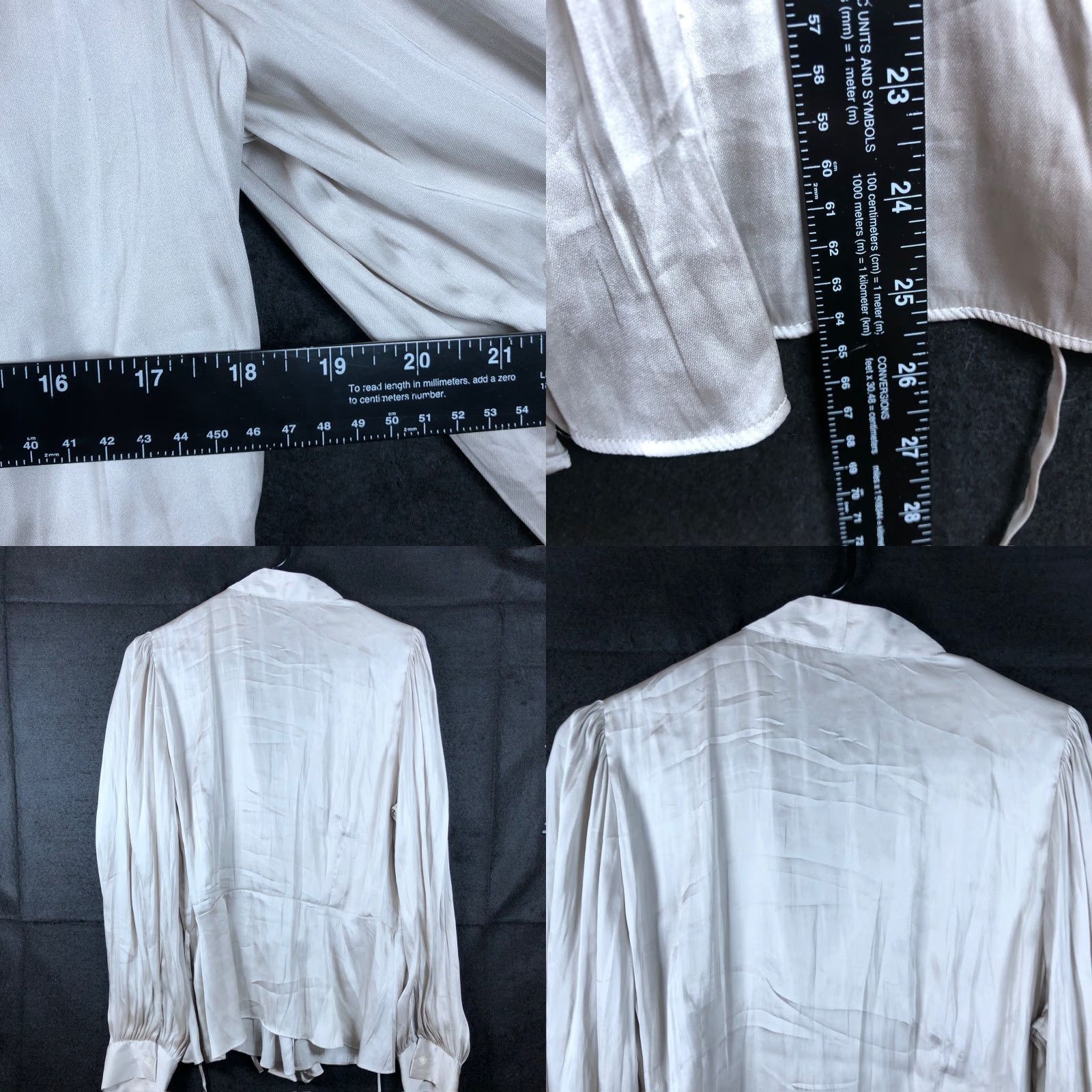 Banana Republic Banana Republic Blouse Womens Beige Shiny V Neck Long Sleeve Lightweight L Casual Office Size L / US 10 / IT 46 - 8 Thumbnail