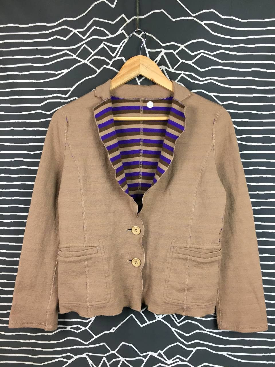 Vintage Reversible Knit Blazer Jacket Solid Brown / Bold Purple Size S / US 4 / IT 40 - 1 Thumbnail