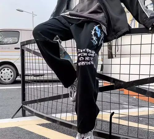 image of Vintage Graffiti Streetwear Pants in Black, Men's (Size 32)