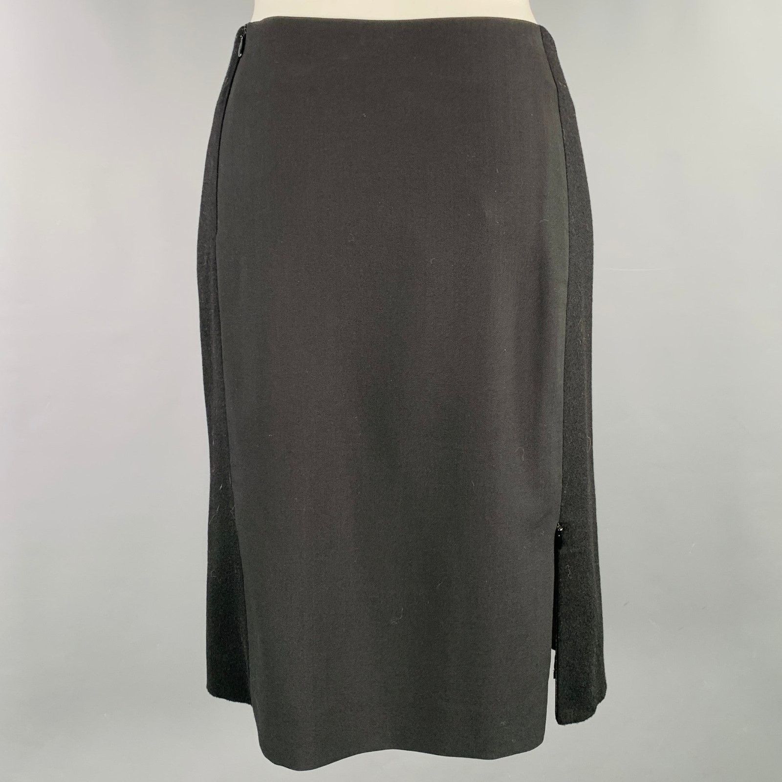 Kenzo KENZO Size S Black Wool Blend Mixed Fabrics Pencil Skirt Size 27" / US 4 / IT 40 - 4 Thumbnail