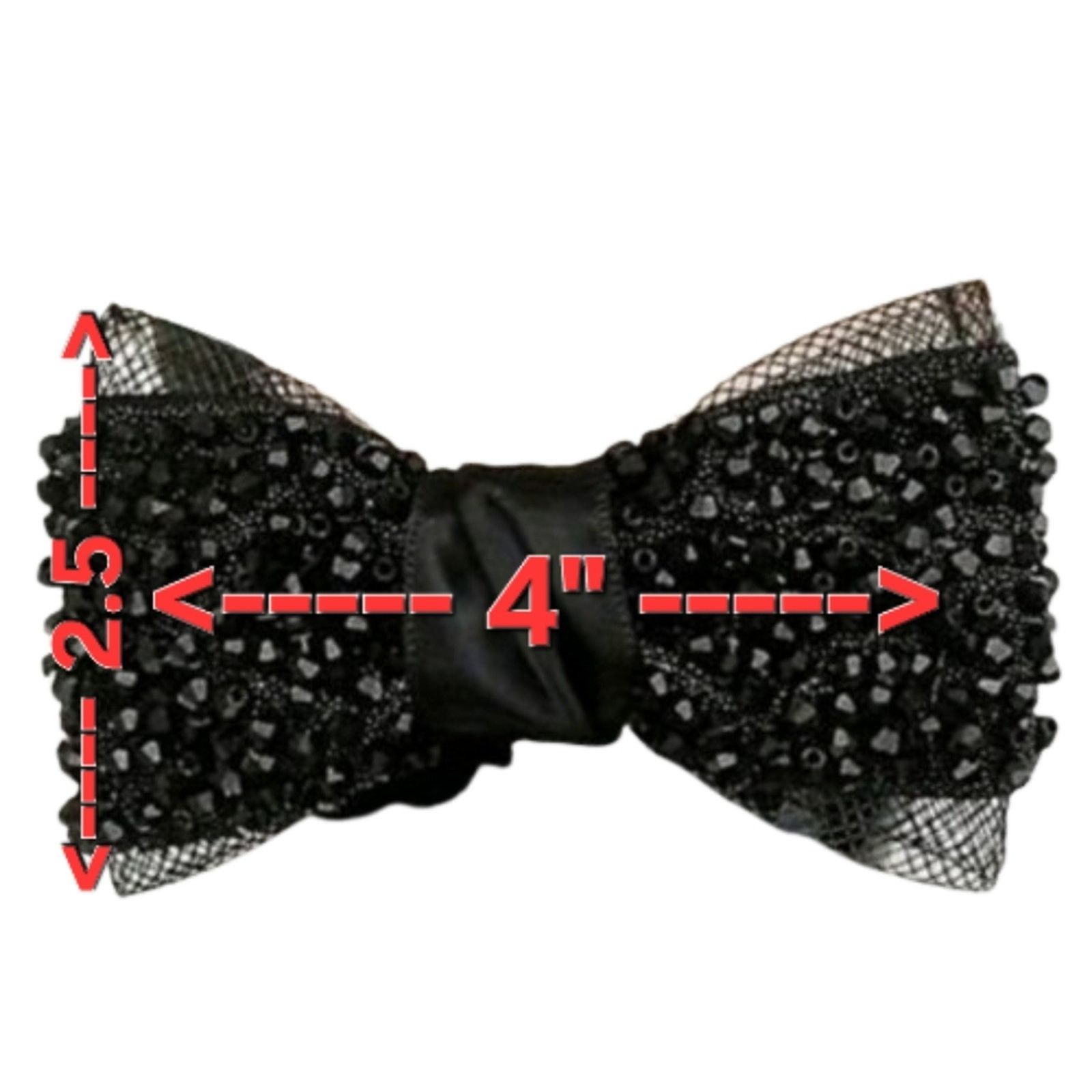 Other MIDNITE BLACK ● JET BEADS ● TULLE BOW ● SHOE CLIPS ● NWOT Size US 4 / IT 34 - 9 Thumbnail