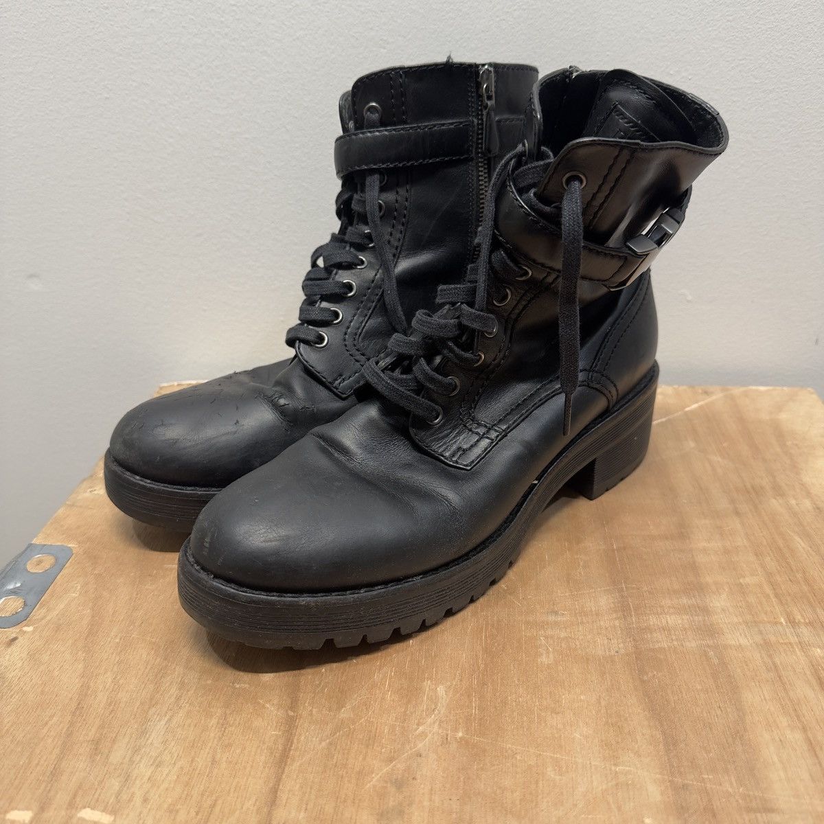 Prada Prada Sport Leather Buckle Combat Boots Distressed Size US 8 / EU 41 - 8 Thumbnail