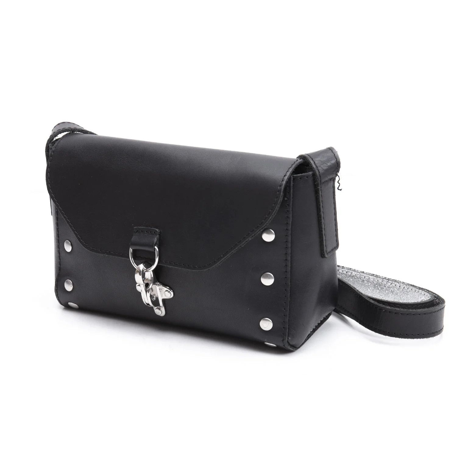 Maison Margiela Foil Leather Shoulder Bag in Black and Silver Size ONE SIZE - 1 Thumbnail