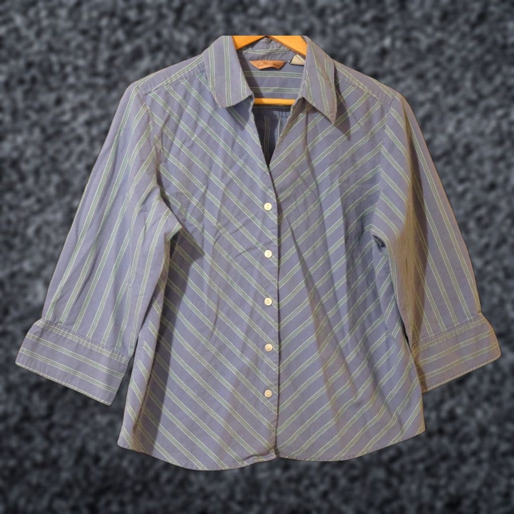 Vintage Caribbean Joe Button Shirt Top Blouse Blue Green Chevron Women's XL #A19-3 Size XL / US 12-14 / IT 48-50 - 1 Thumbnail