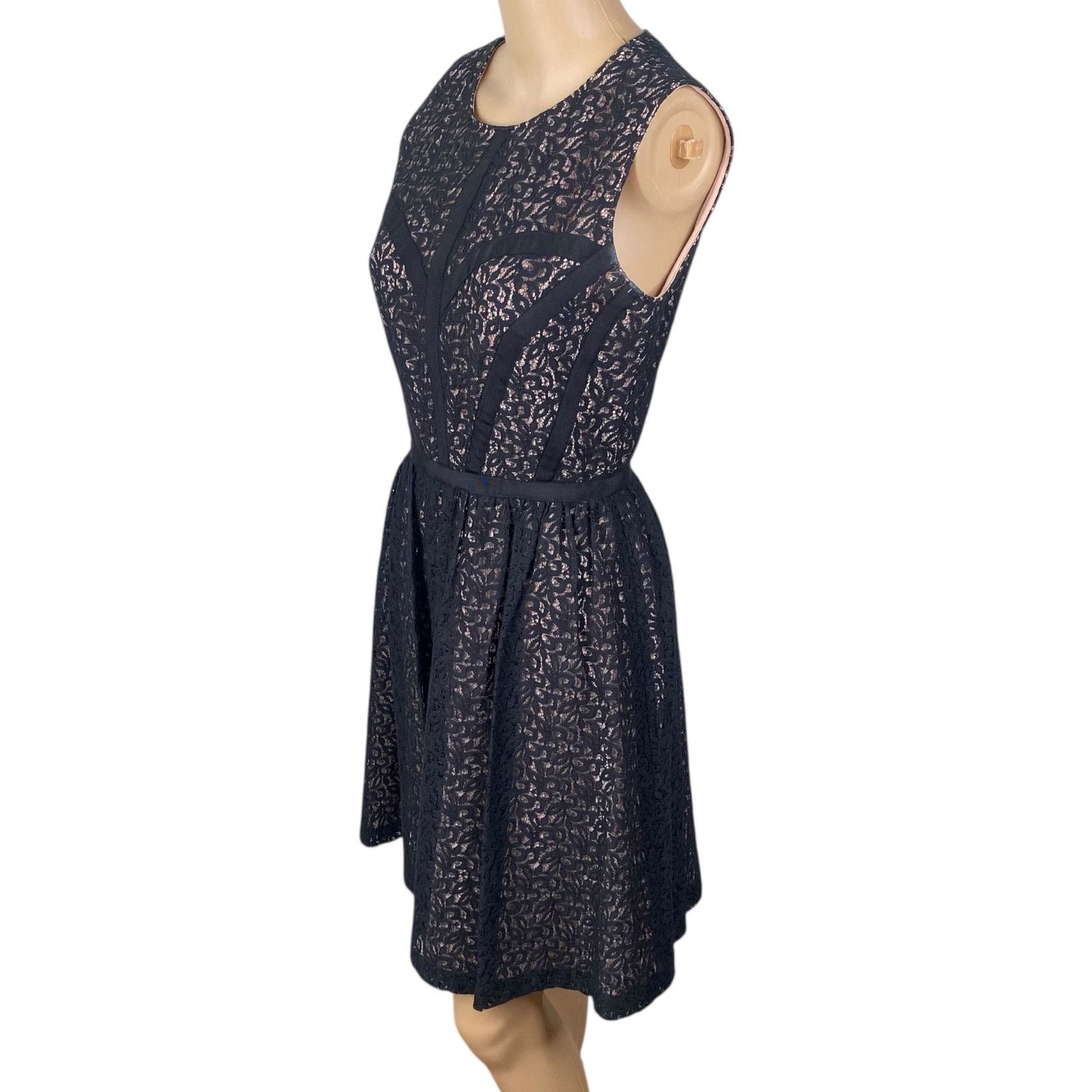 Nordstrom Erin Fetherston Black Pink Lace Overlay Party Dress SZ 2 Size L / US 10 / IT 46 - 4 Thumbnail