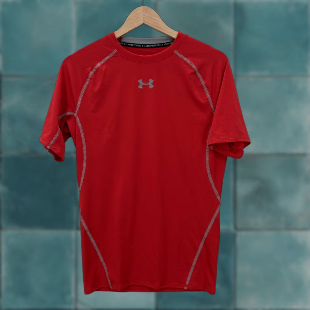 Under Armour Under Armour HeatGear Shirt Mens L Red Short Sleeve Compression Gym & Training Shirt Size US L / EU 52-54 / 3 - 1 Thumbnail