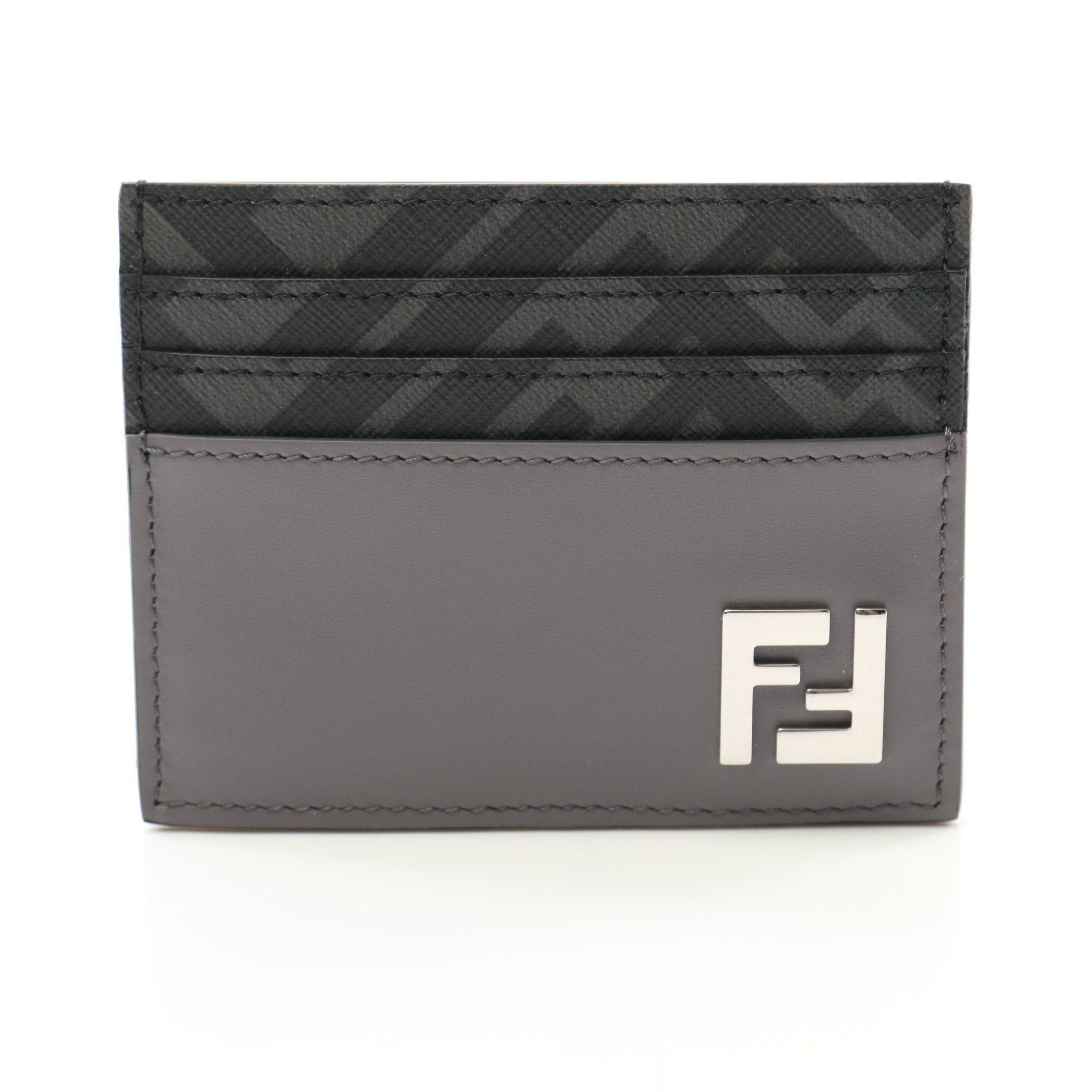 Fendi Fendi Ff Logo Card Case Leather Gray Black Size ONE SIZE - 1 Thumbnail