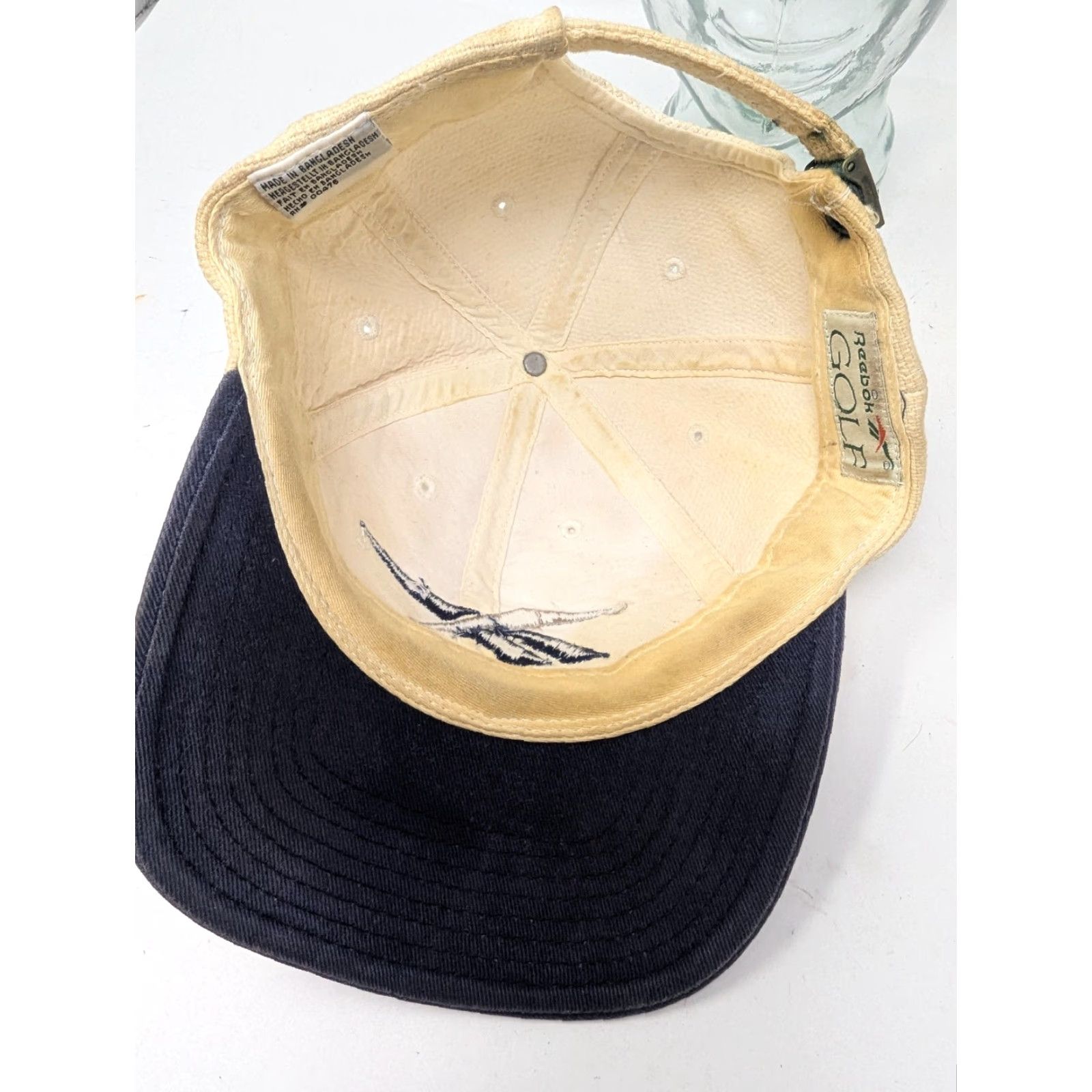 Reebok VINTAGE Reebok Golf Hat Cap Strap Back Beige Gray Isleta Eagle CC Mens 90s Size ONE SIZE - 5 Thumbnail