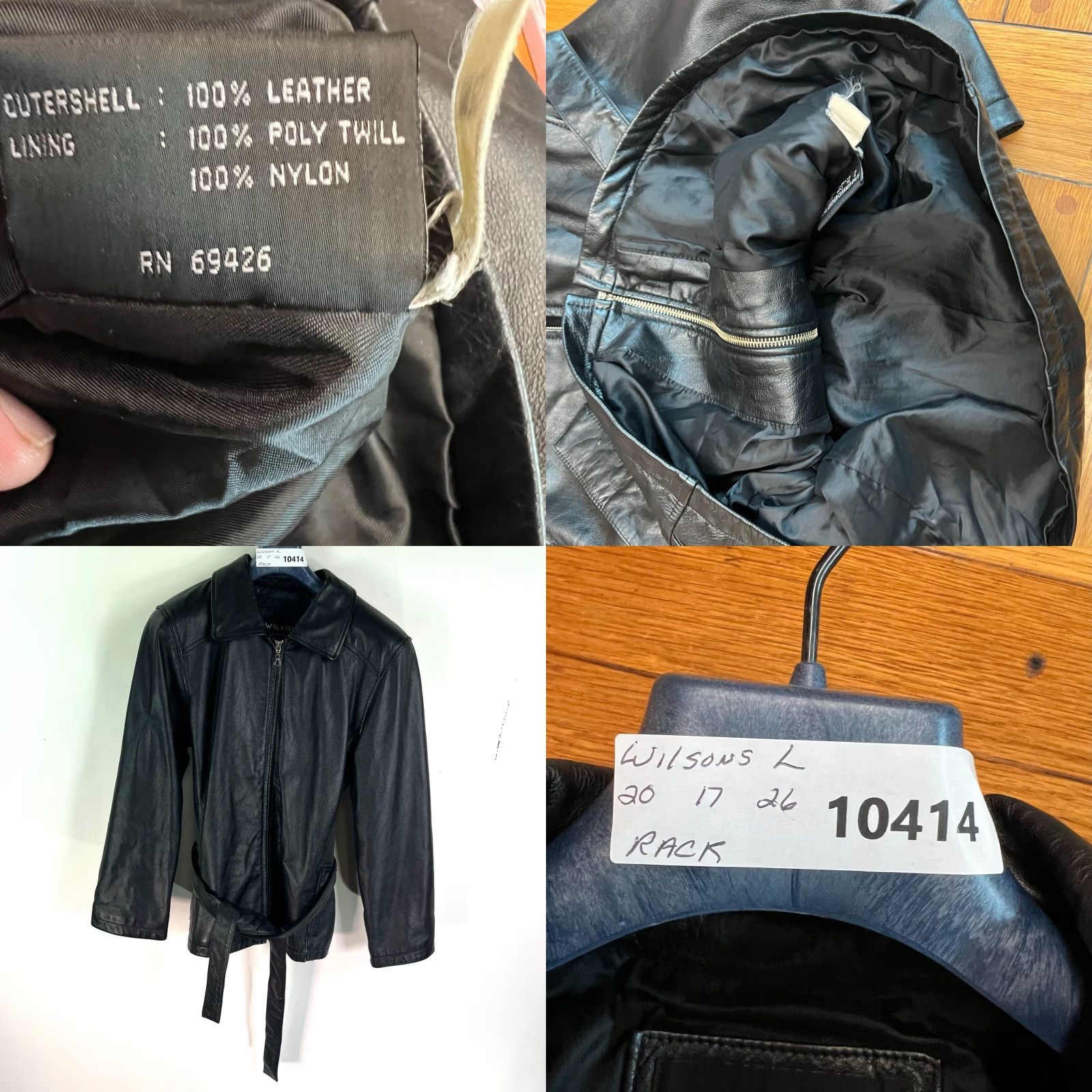 Vintage Wilsons Leather Black Coat Mid-Length Tie Belt Women's Size Large L Satin Jacket Size L / US 10 / IT 46 - 8 Thumbnail