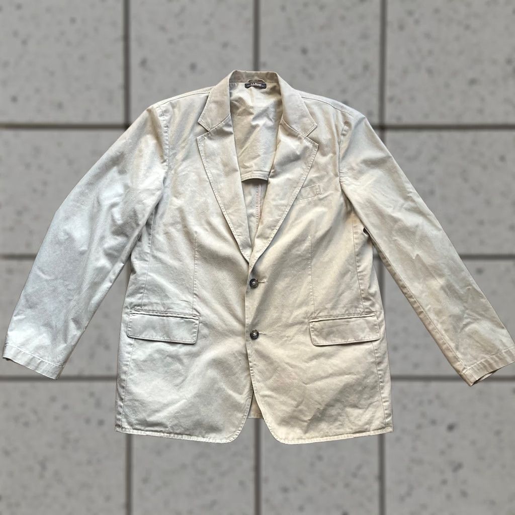 Vintage LL Bean Blazer Mens 42R Beige Cotton Tan Utility Pockets Classic Preppy Military Jacket Regular Size 42R - 1 Thumbnail